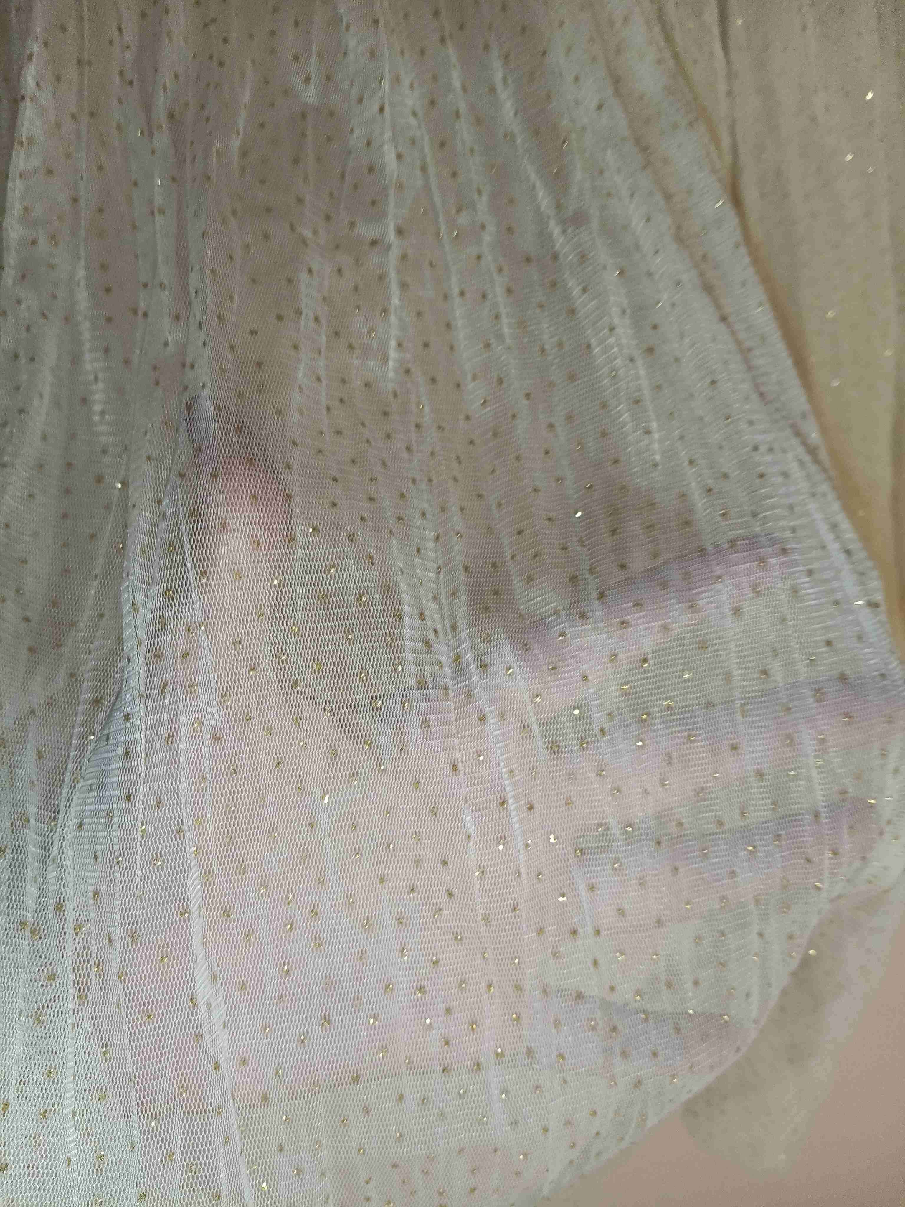 Falda de tul beige champagne brillitos M - miniatura 3