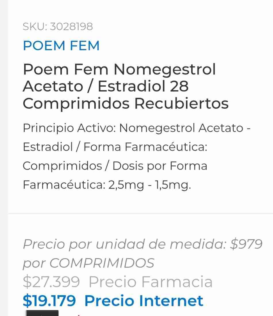 Anticonceptivo Poem fem 28 comprimidos - 2