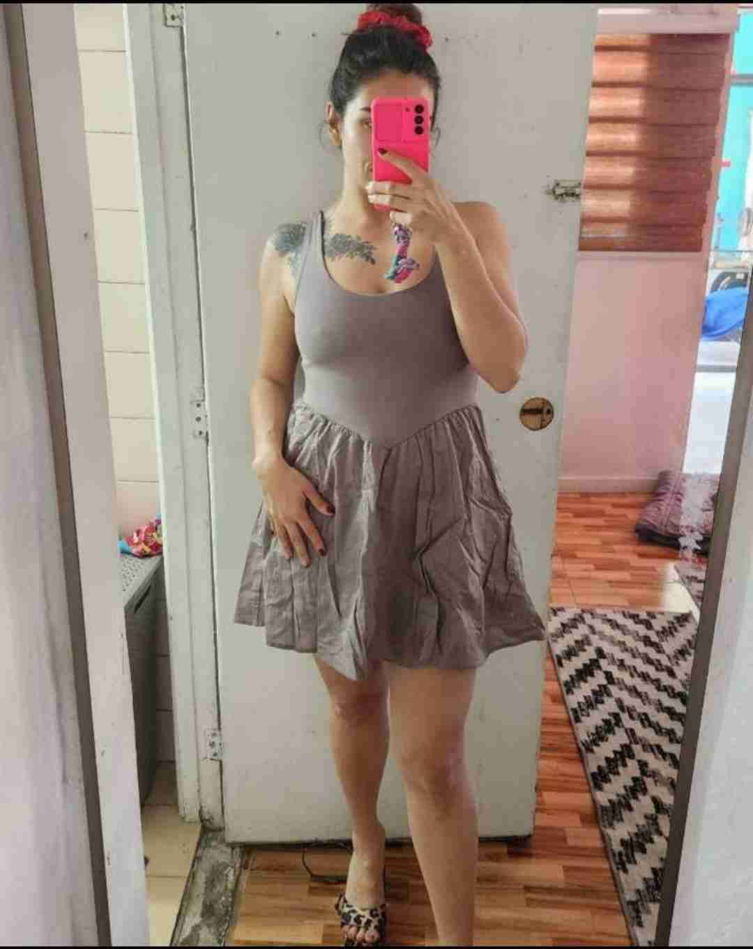 Vestido casual color café - miniatura 2