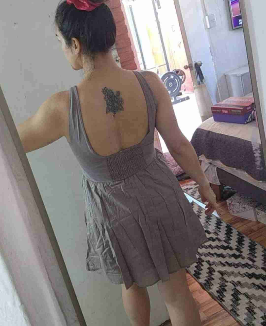 Vestido casual color café - miniatura 4