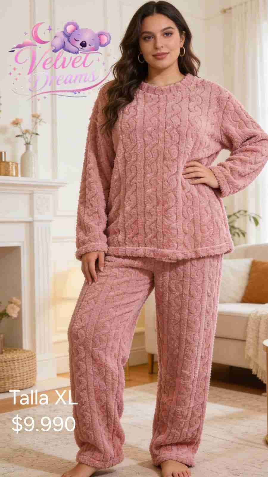 Pijama felpa rosado Talla XL