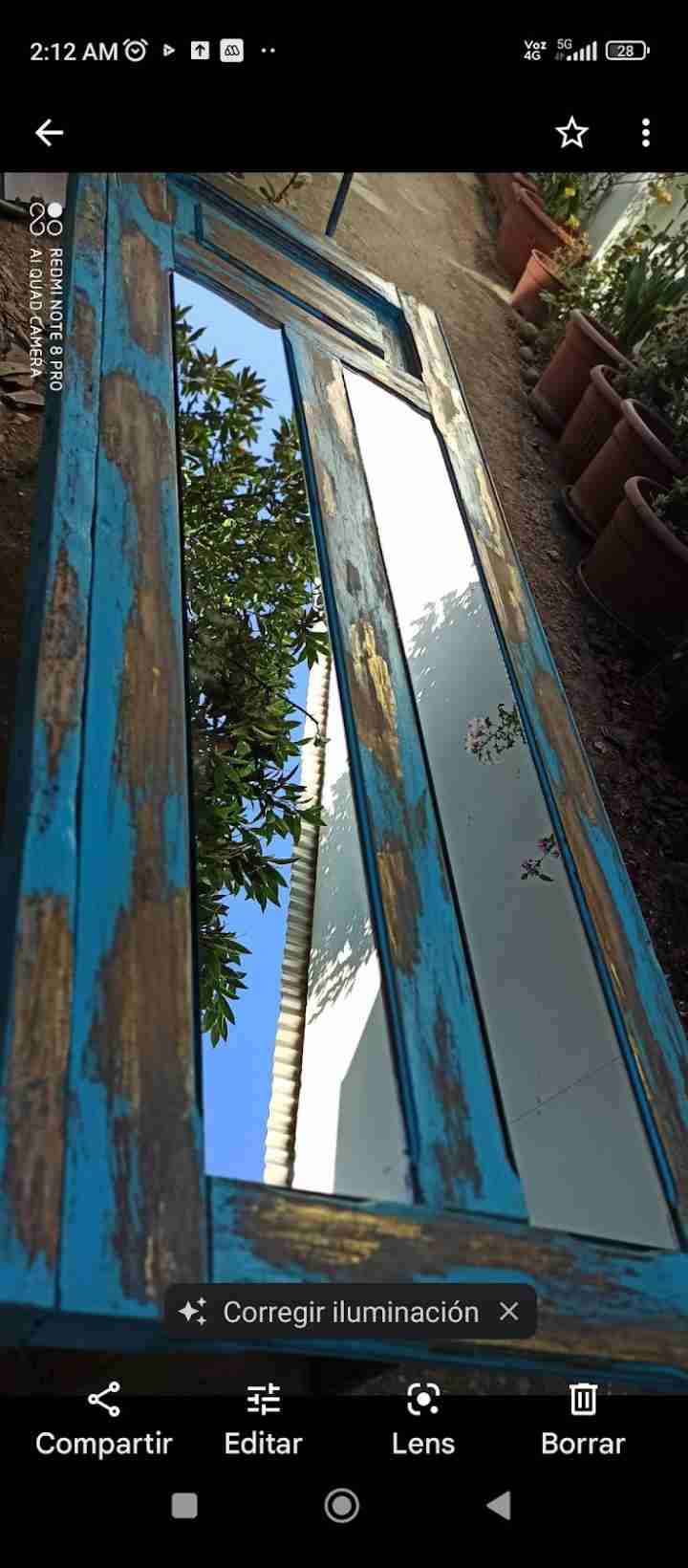 Espejo vintage con marco azul - 2