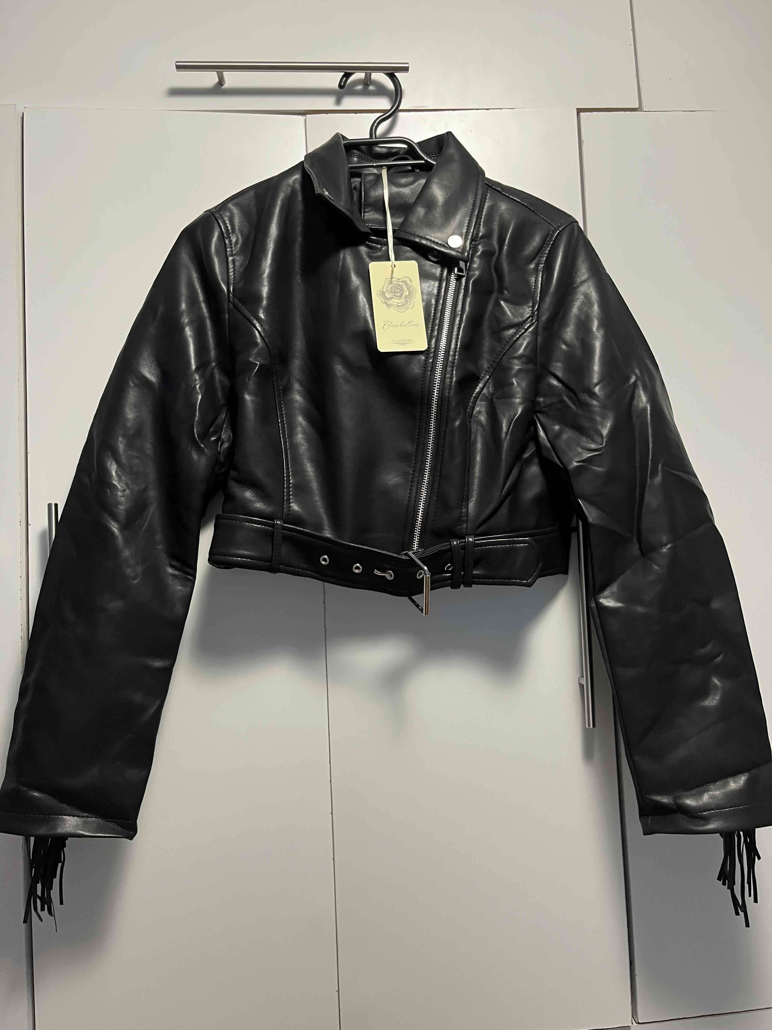 Chaqueta de cuero con flecos negra - miniatura 3