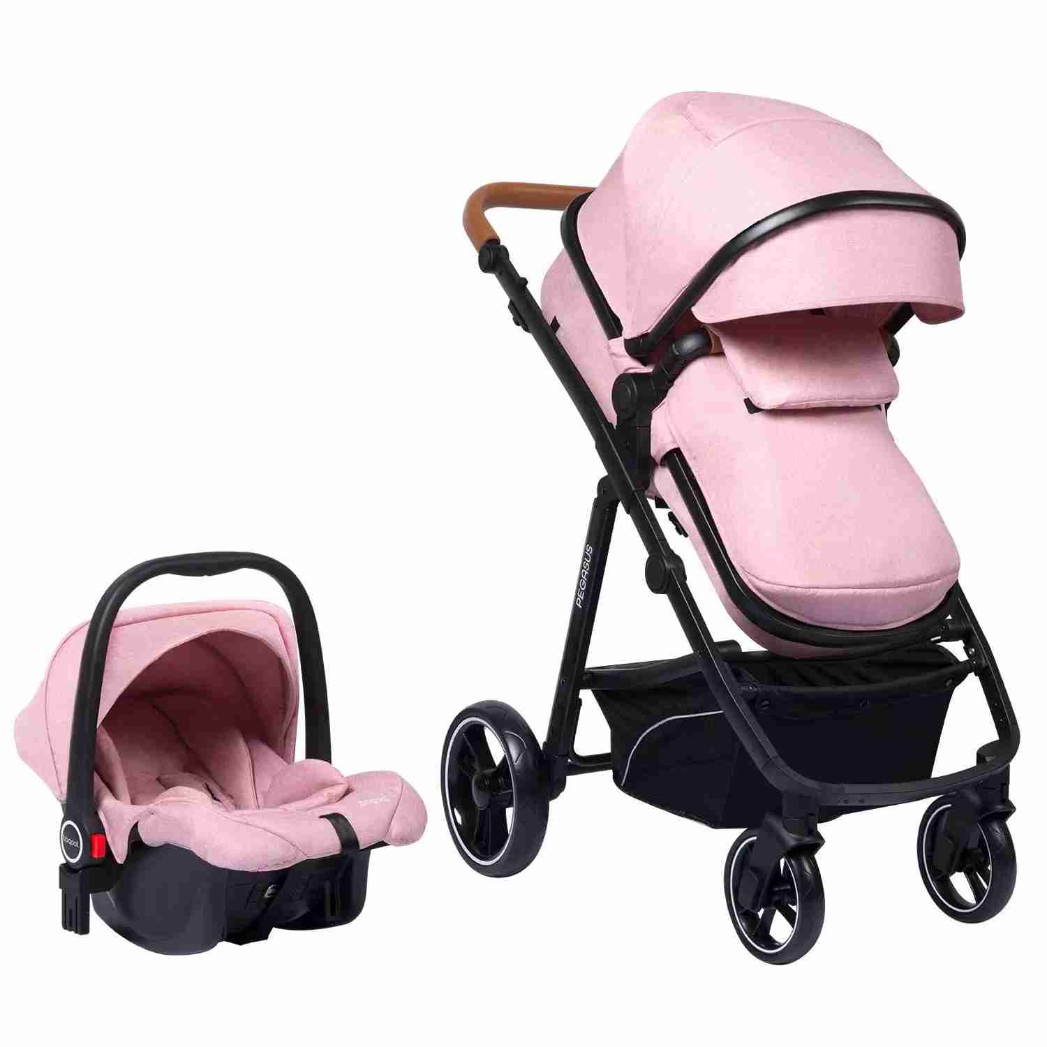 Coche y silla de auto Pegasus Rosado - 1
