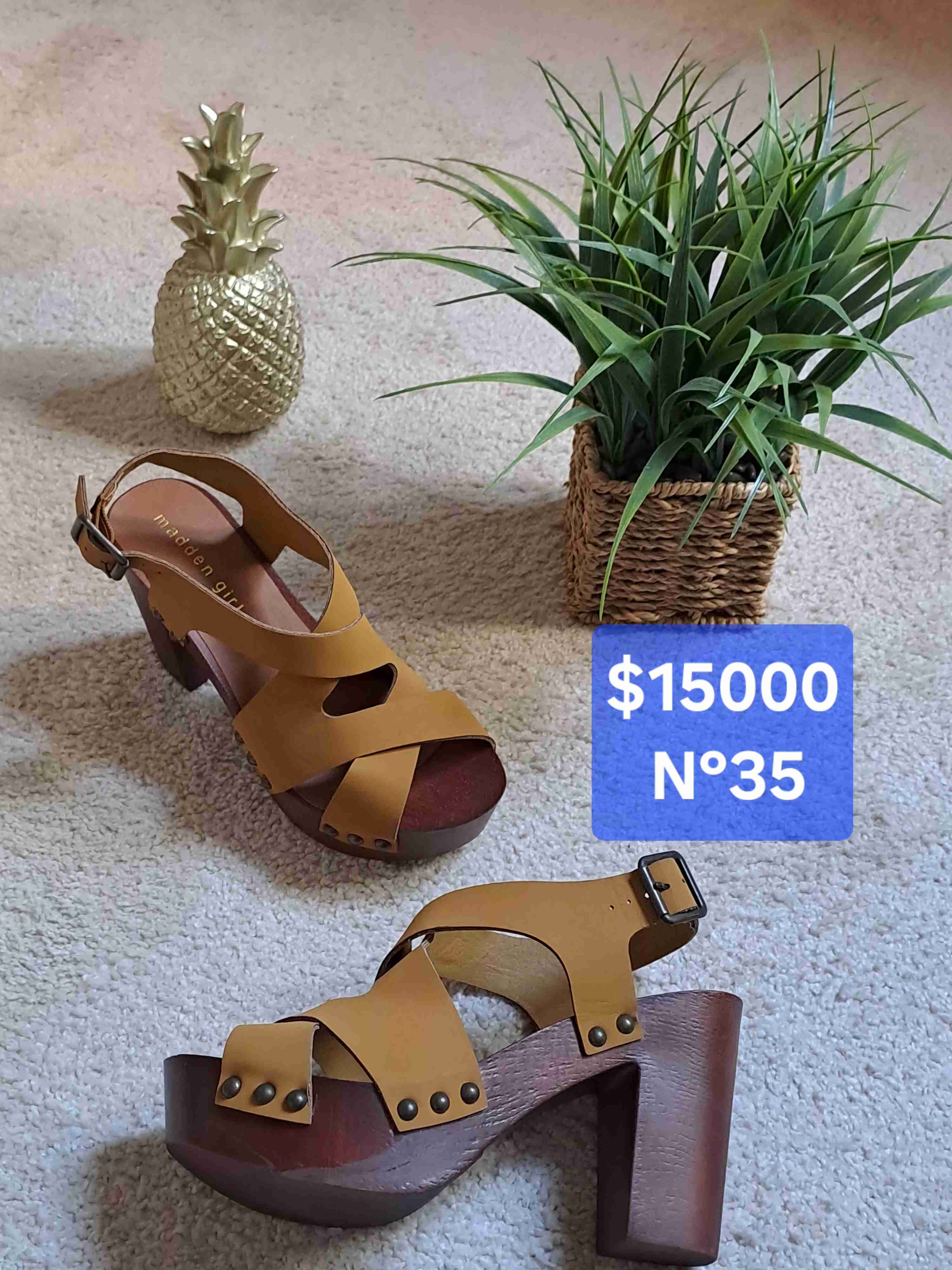 Sandalias tacón madera marrón - miniatura 1