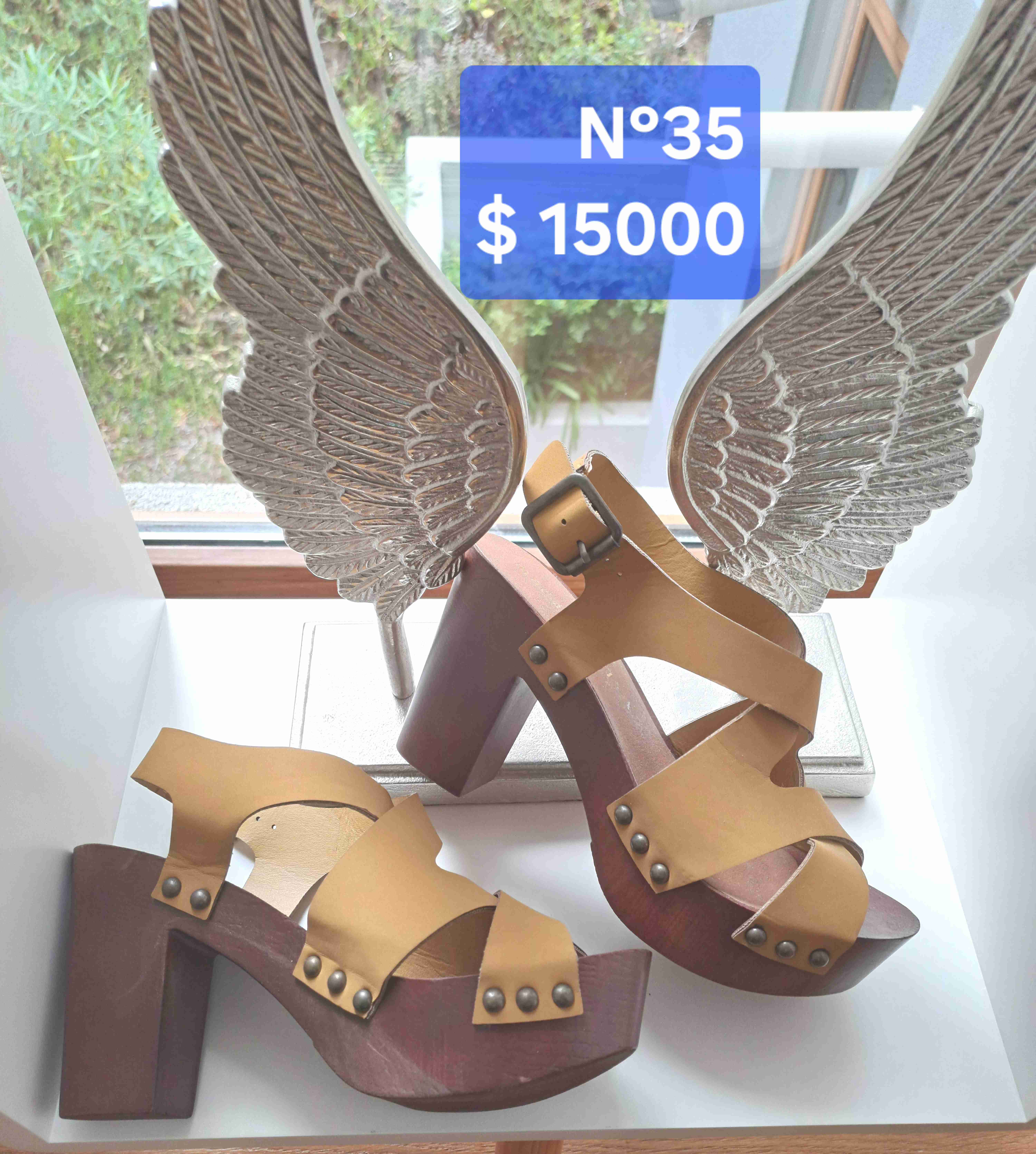 Sandalias tacón madera marrón - miniatura 2