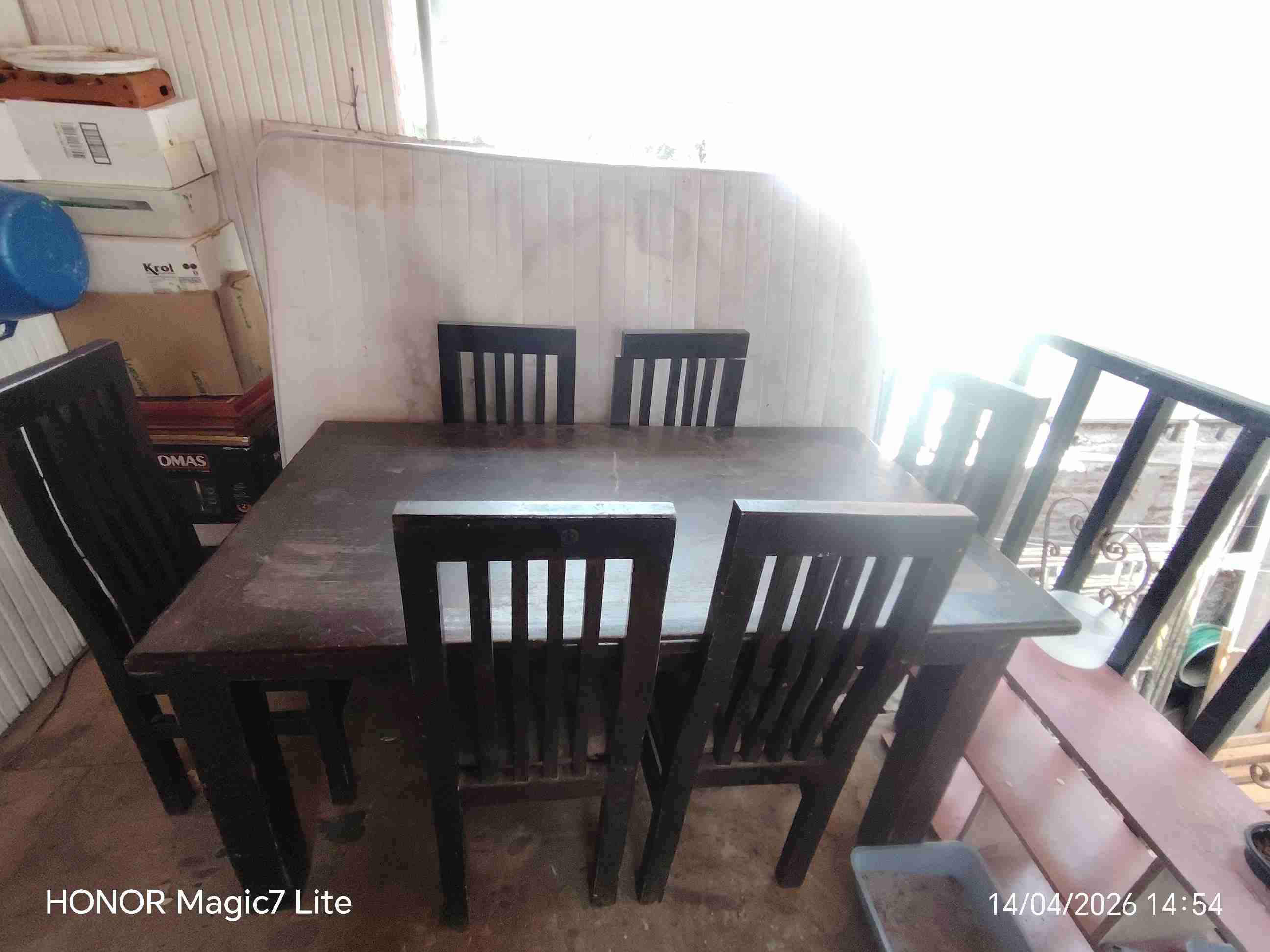 Juego de comedor madera oscuro