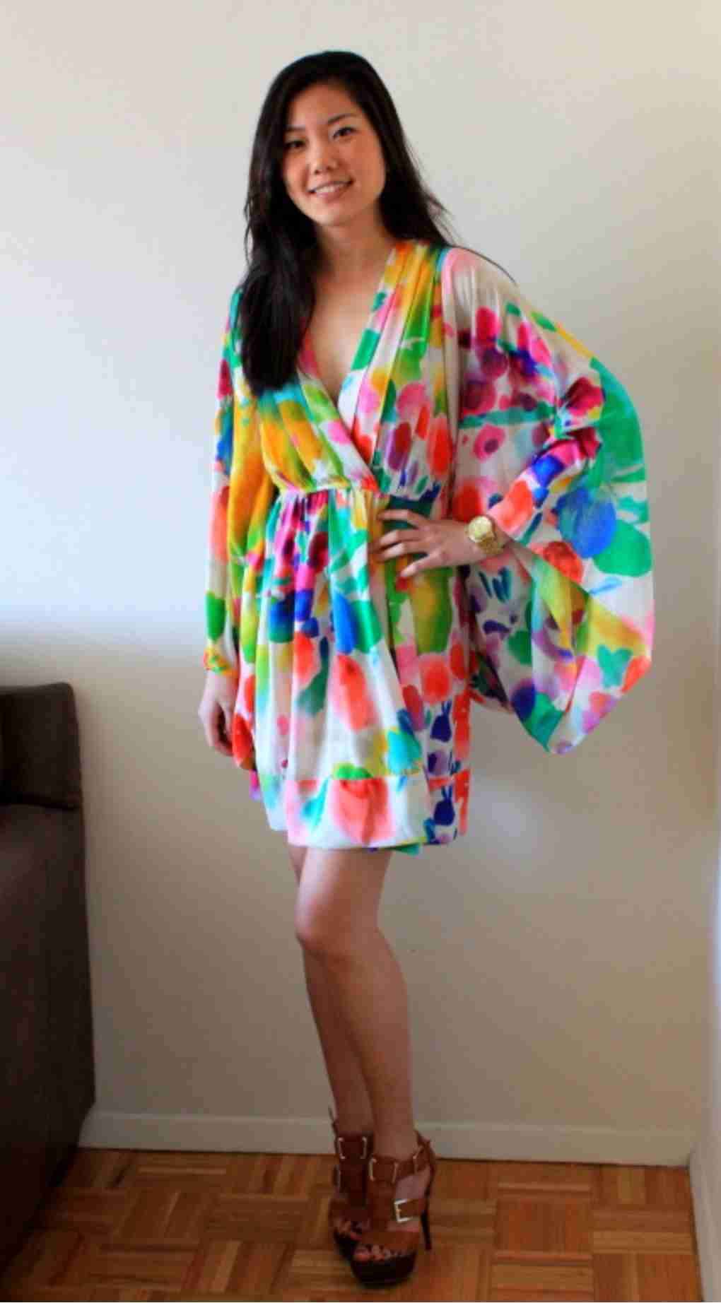 Vestido colorido de manga ancha - miniatura 3