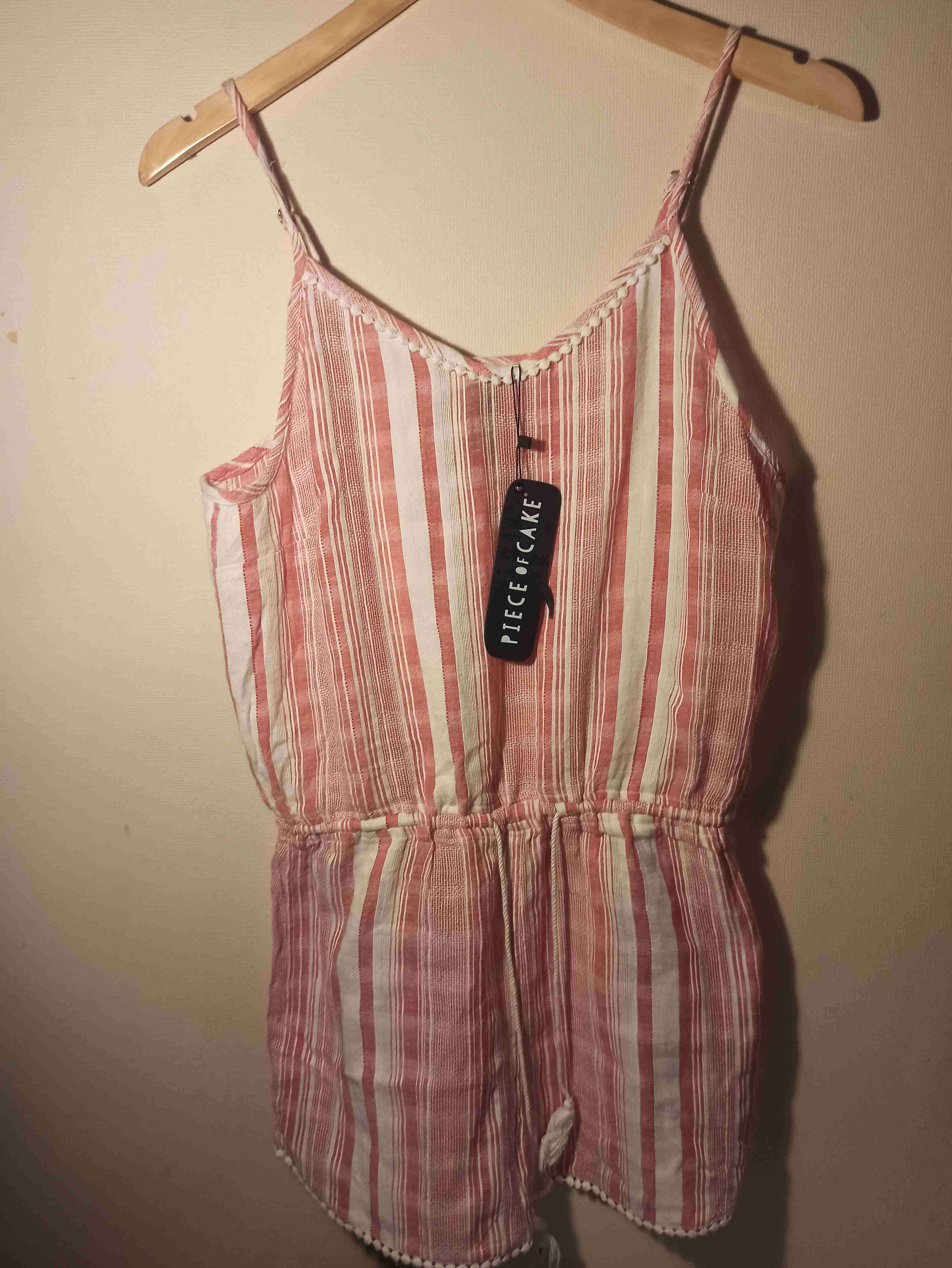 Enterito rayado rosa y blanco - miniatura 2