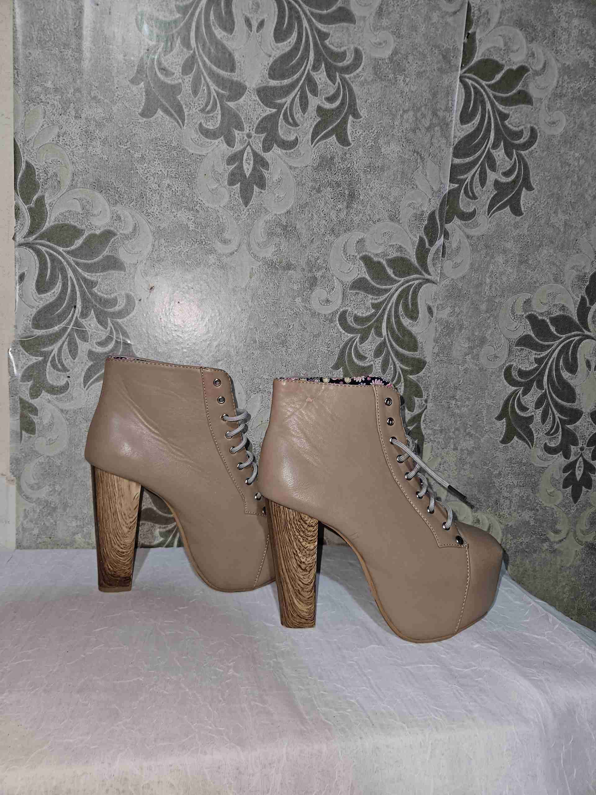 Botines 35 de tacón alto beige - 3