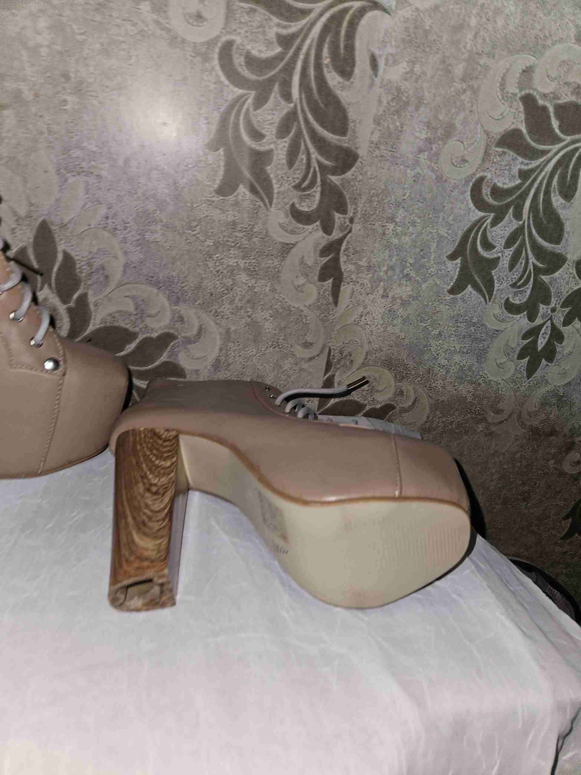 Botines 35 de tacón alto beige - 4