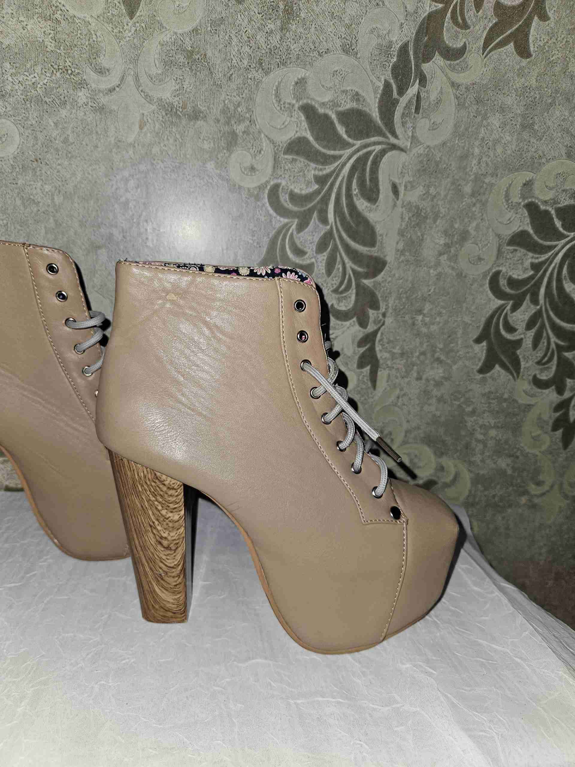 Botines 35 de tacón alto beige - 6