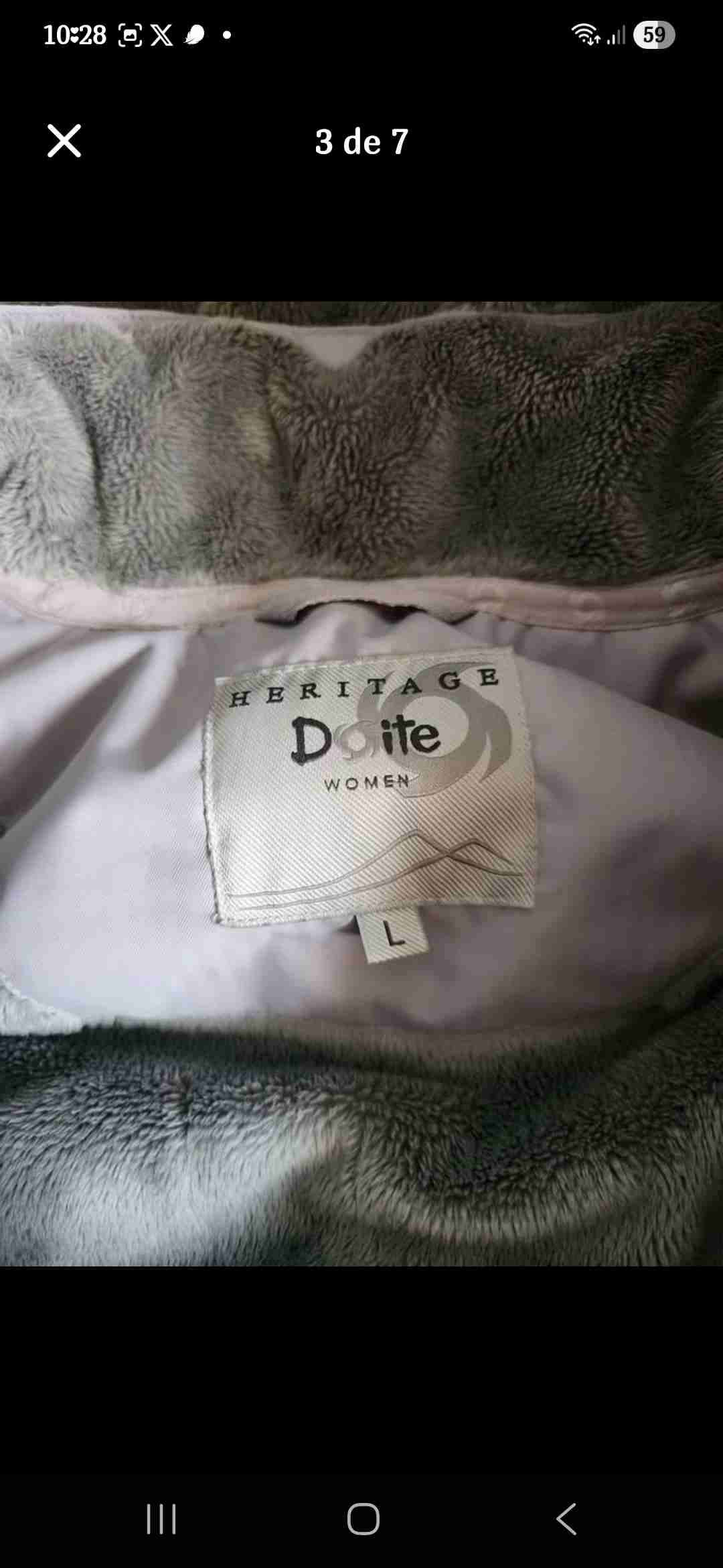 Parka gris con capucha de piel marca Doite - miniatura 4