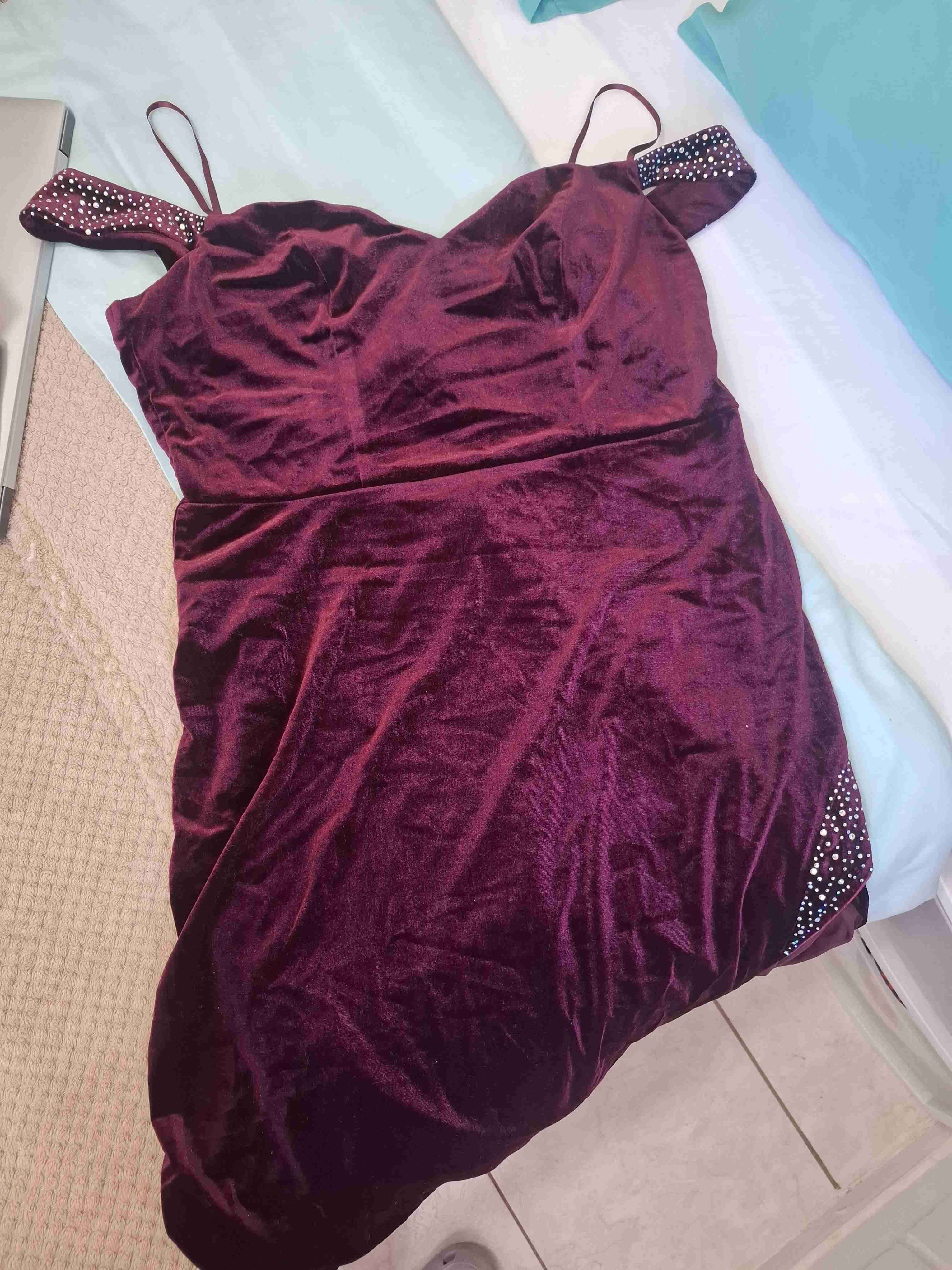 Vestido burdeos con brillo - 2