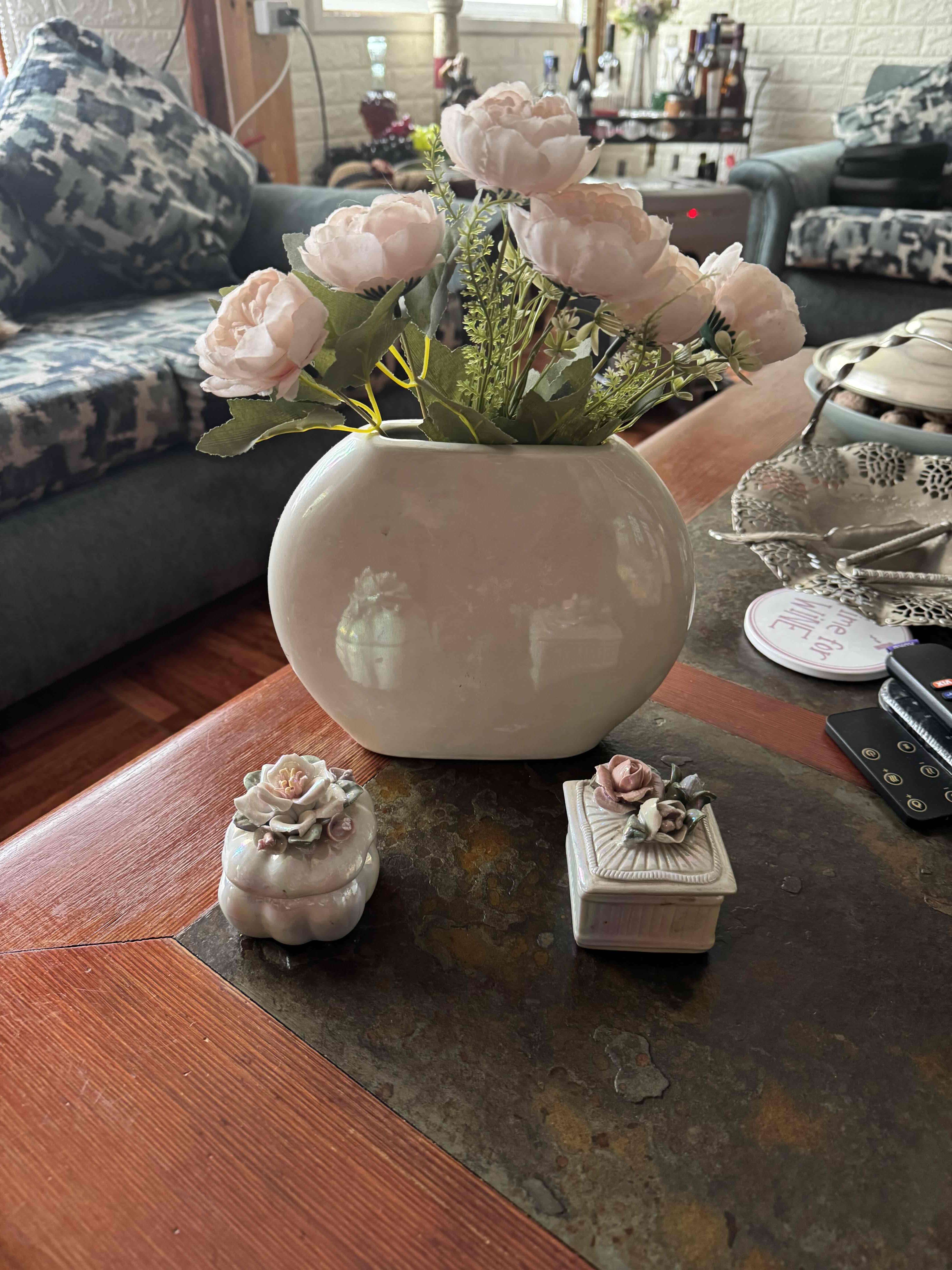 Florero más 2 cajitas a juego en color tornasol - miniatura 1