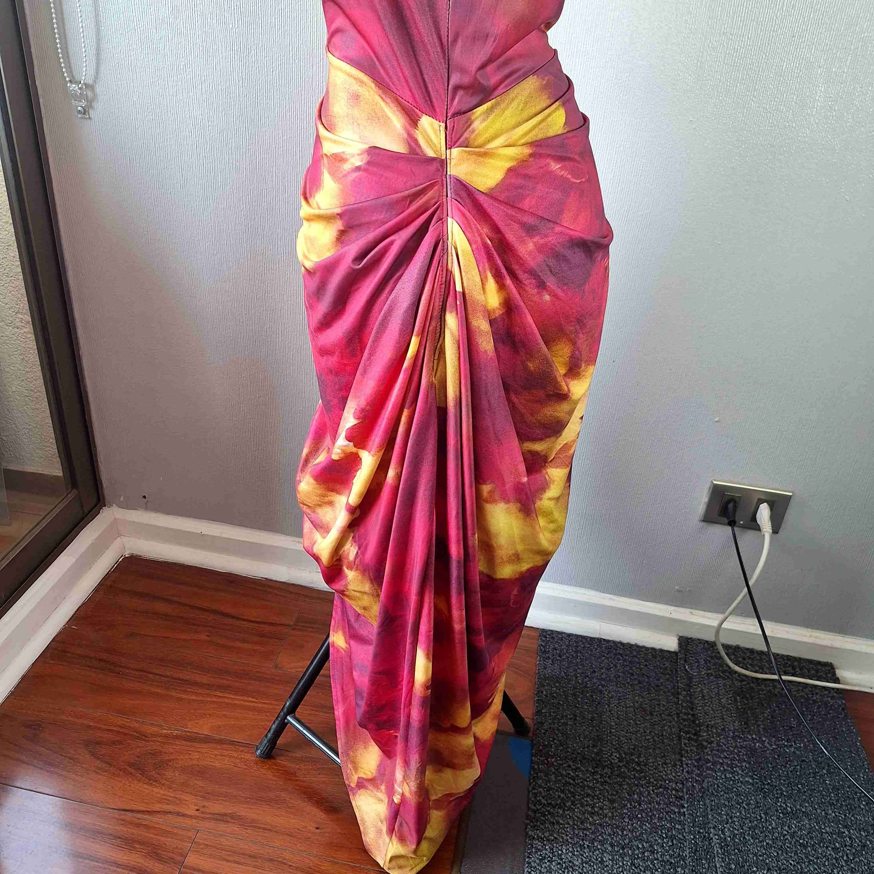 Vestido larga rojo y amarillo - 3