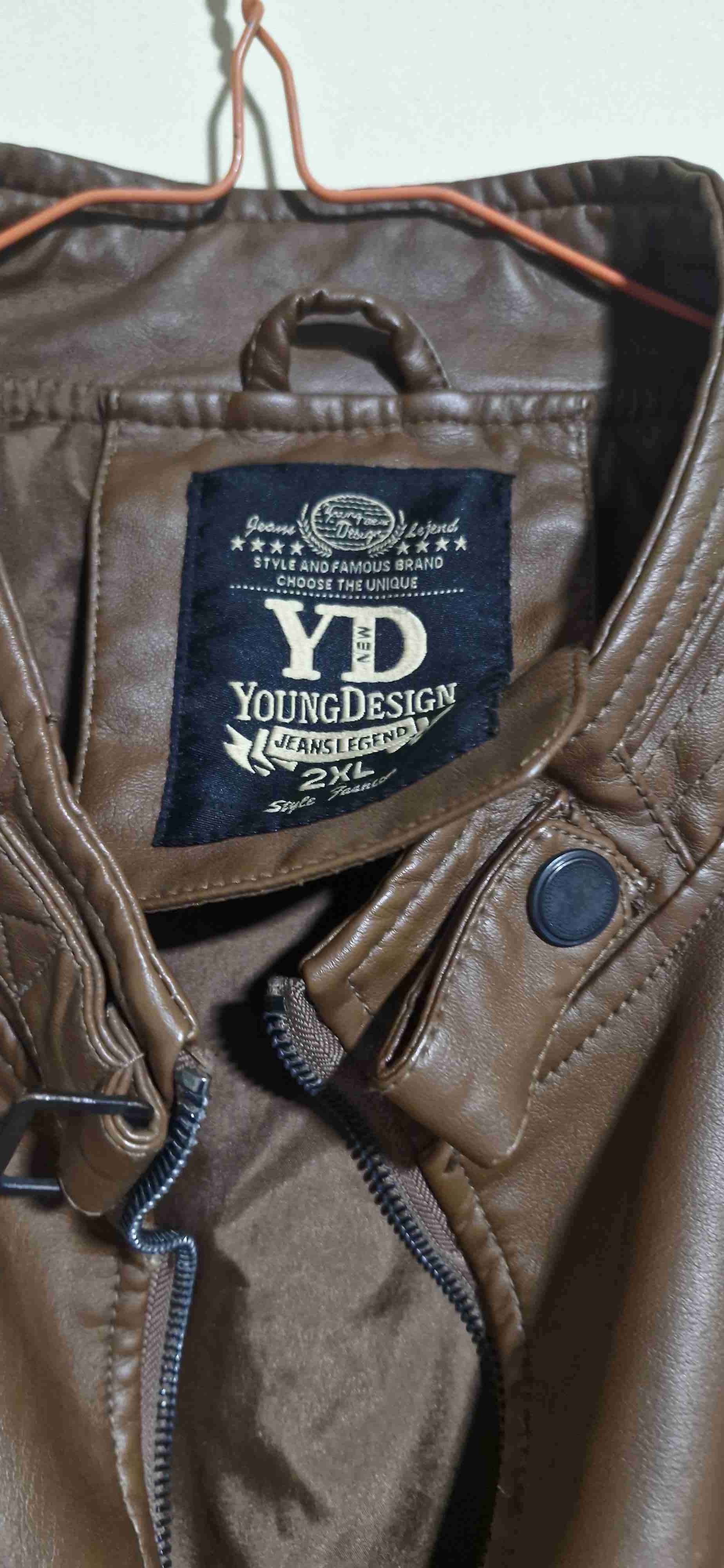 Chaqueta café estilo motero eco cuero - 2