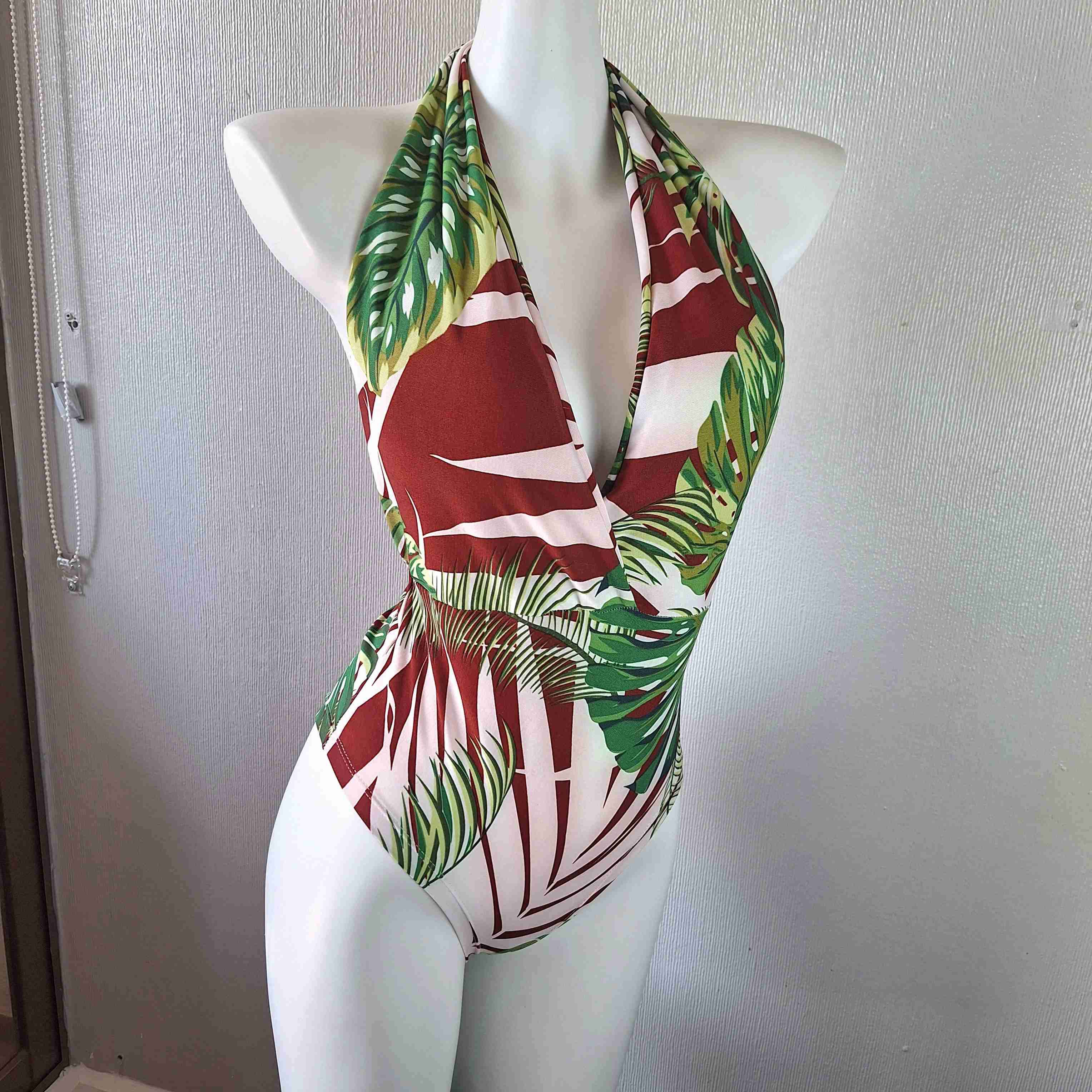 Body brasileño lycra estampada hojas - miniatura 1