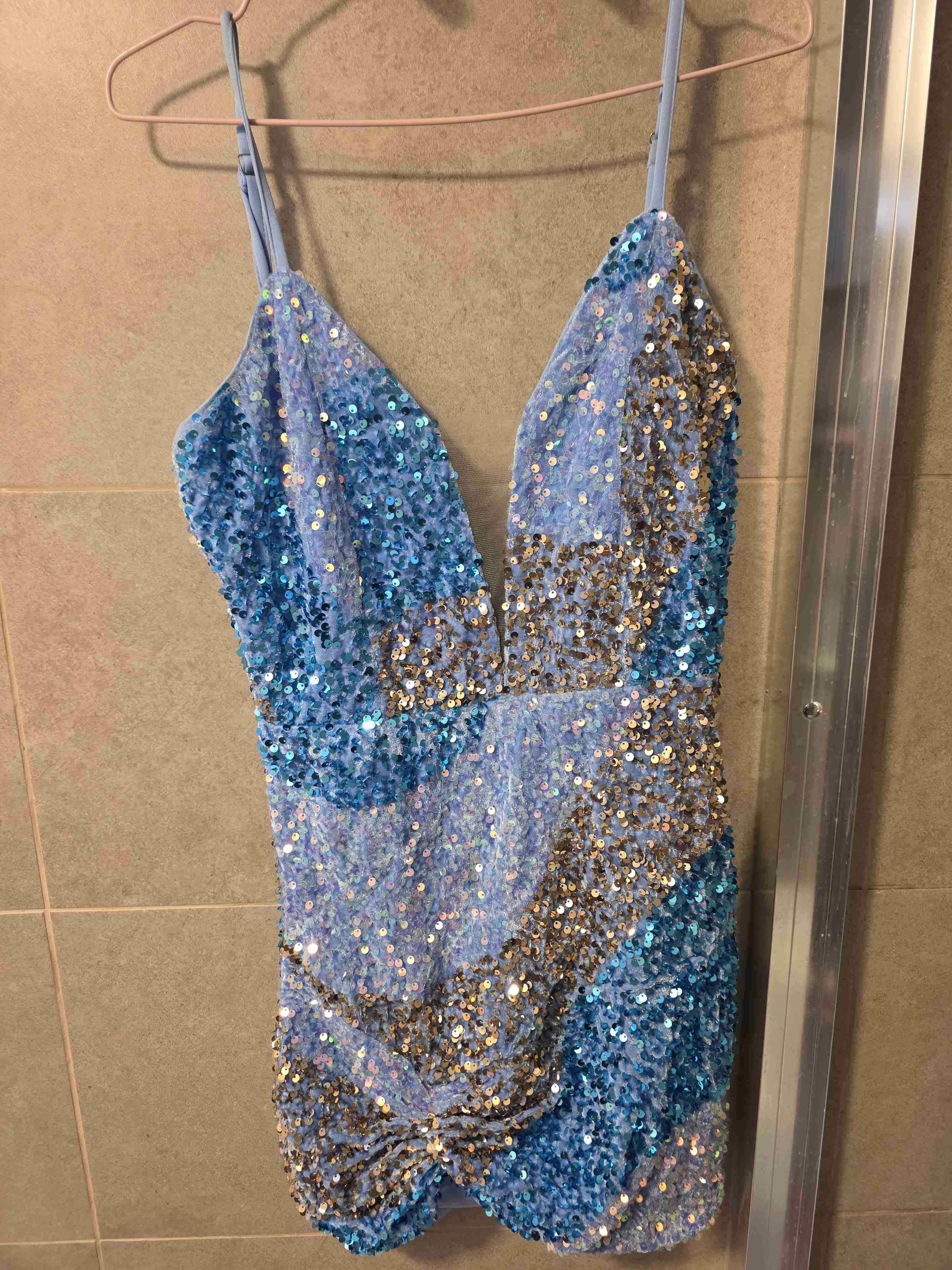 Vestido fiesta lentejuelas azul