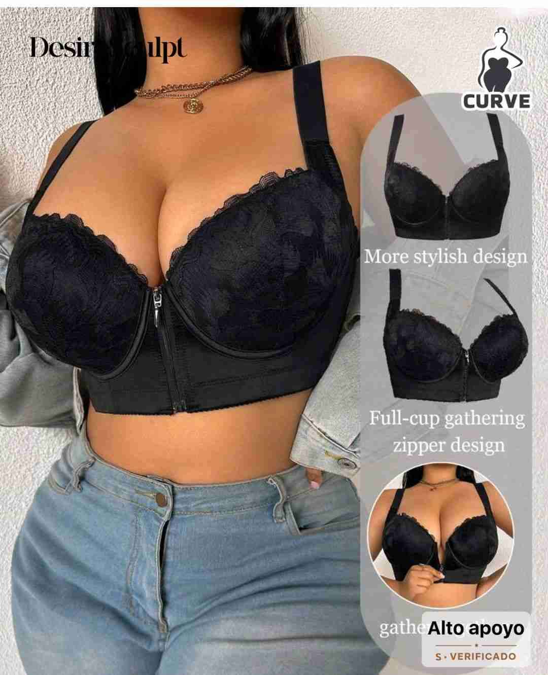 Sostén negro con cremallera