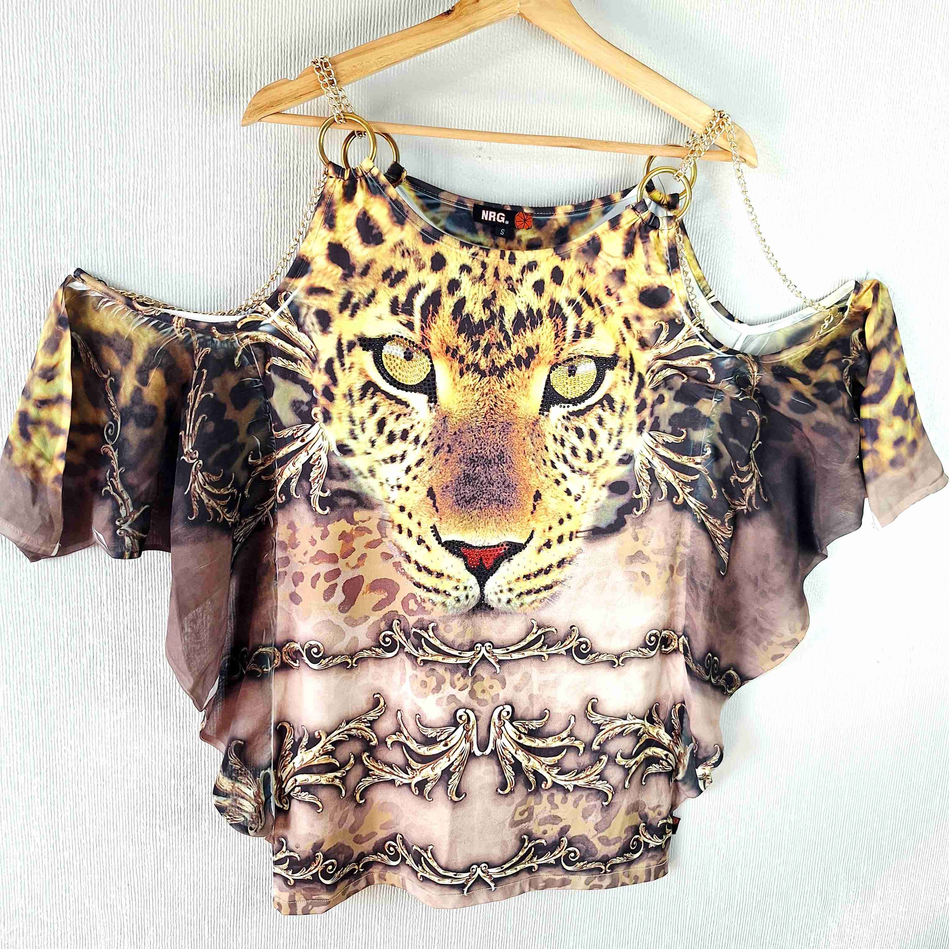 Blusa o mini vestido, estampado leopardo - miniatura 1