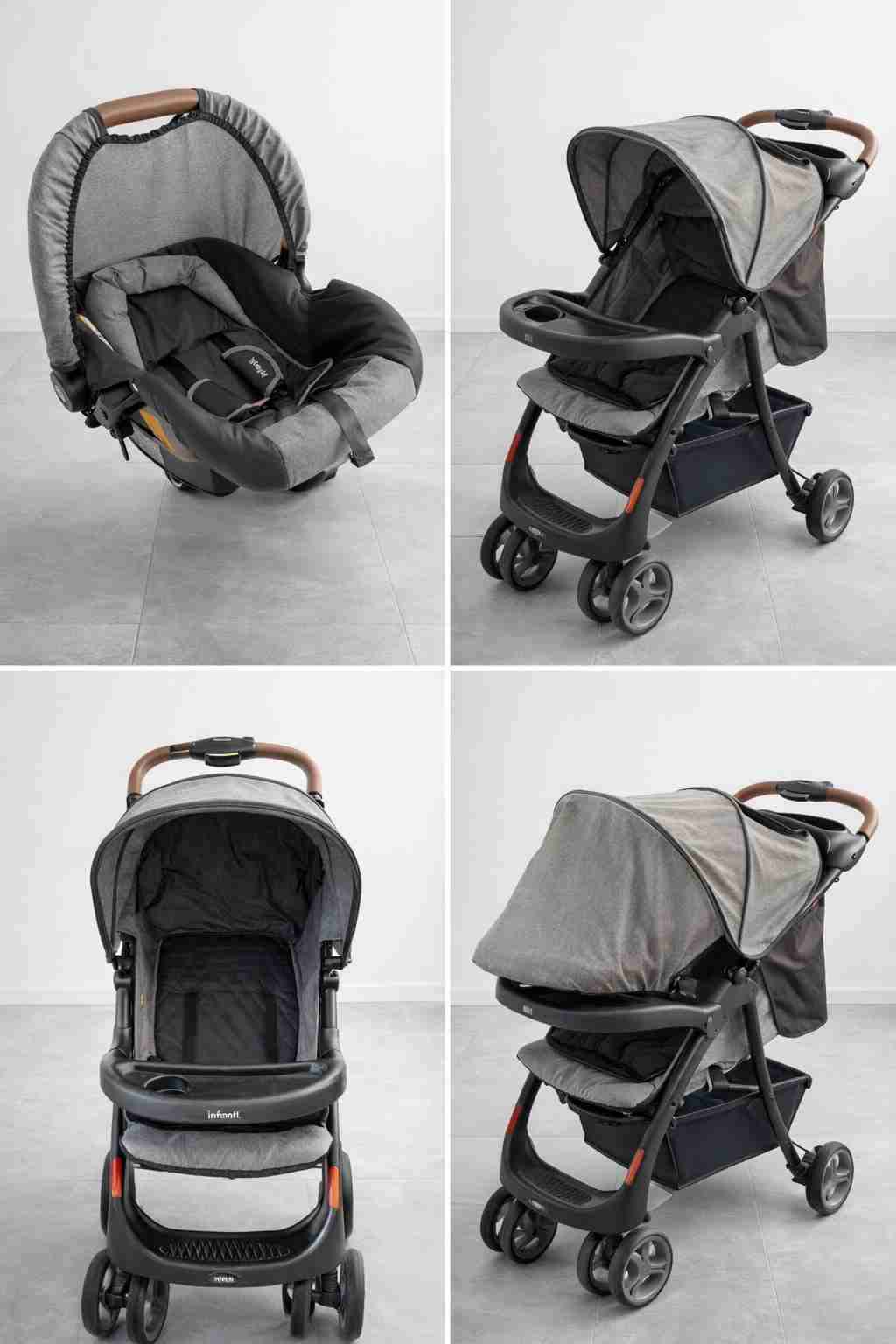 Coche y silla de auto gris infanti - 1