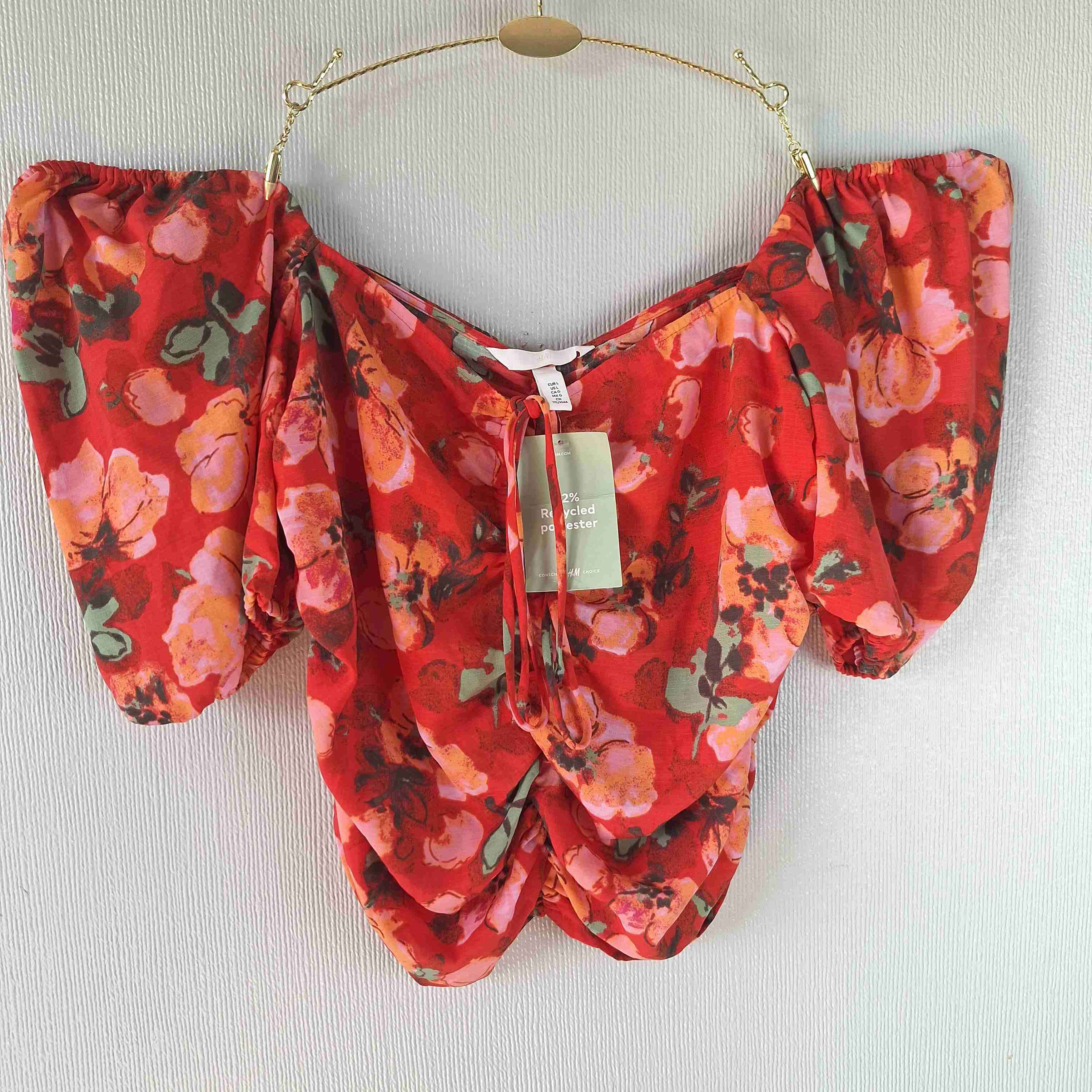 Blusa HYM floral roja nueva - 1