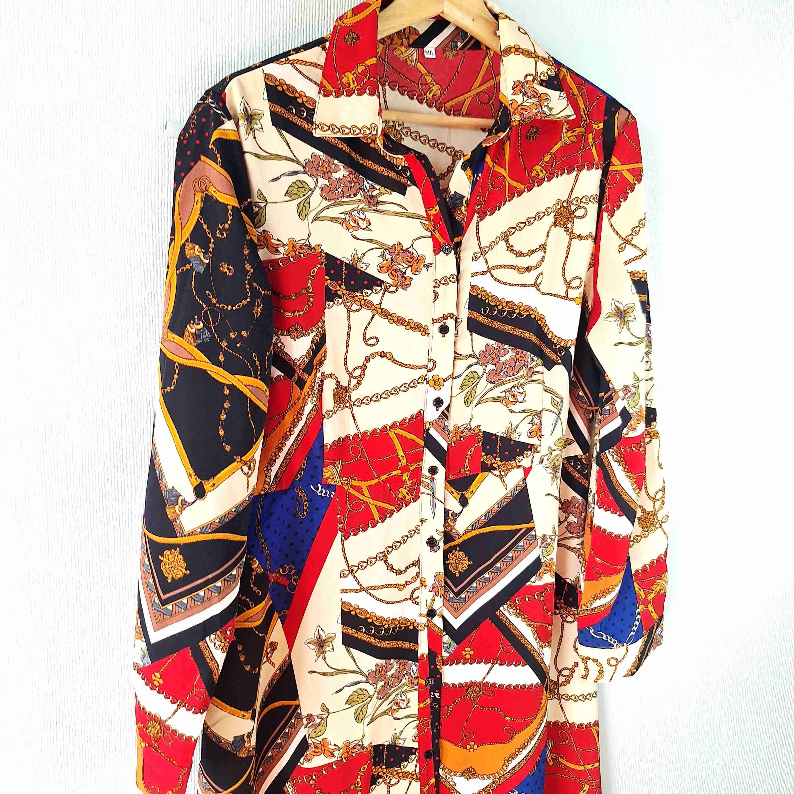 Vestido largo estampado colorido - miniatura 2