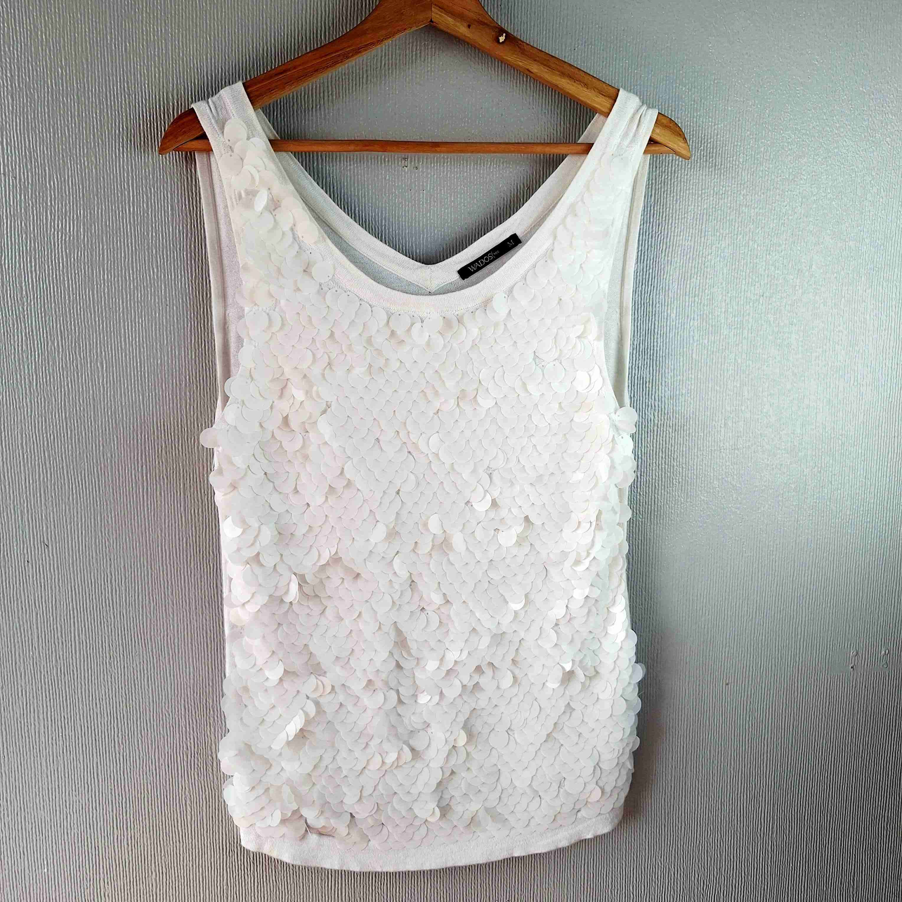 Polera Wados sin mangas con lentejuelas blanca - miniatura 1