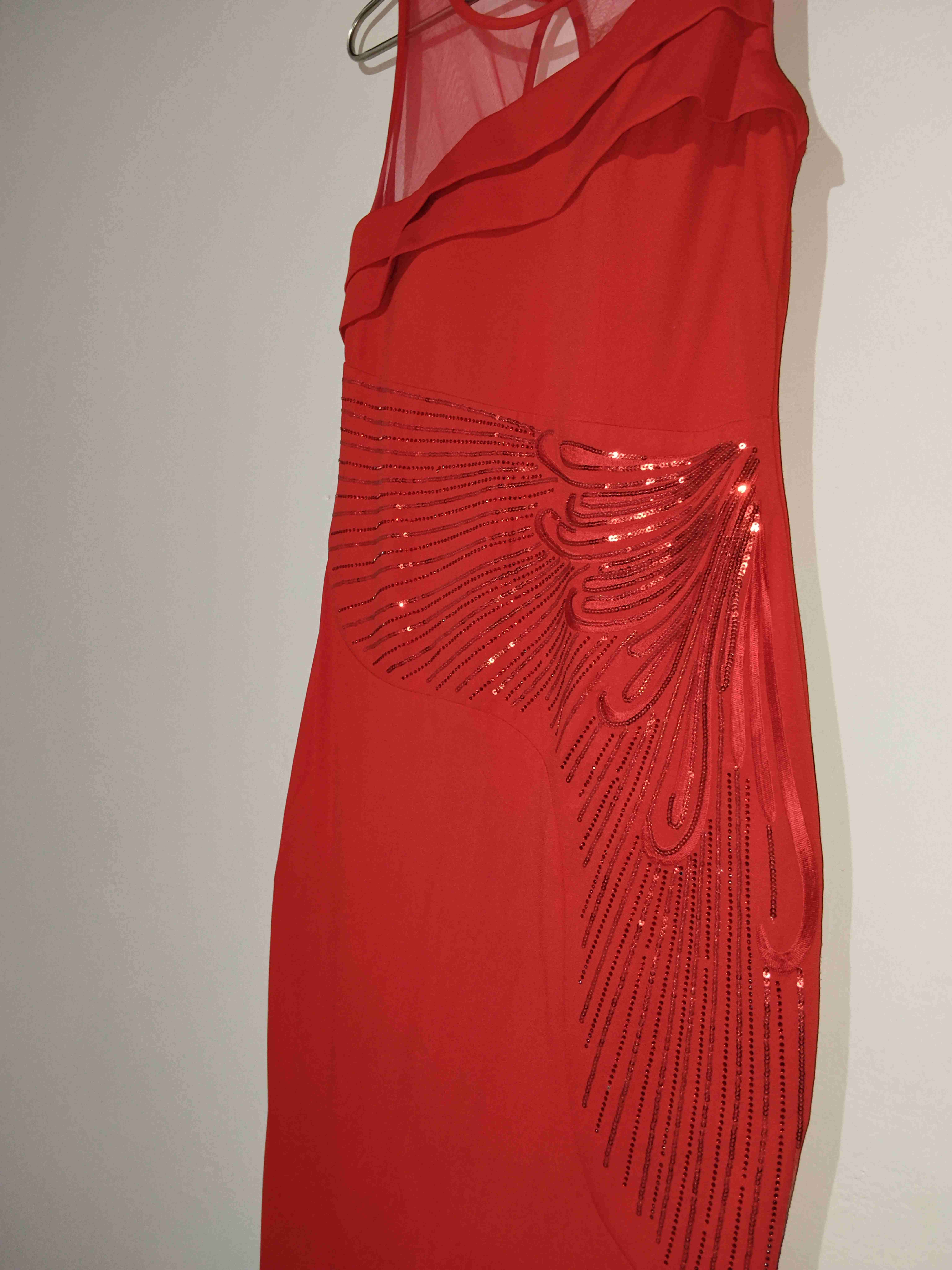 Vestido largo rojo con lentejuelas - 3