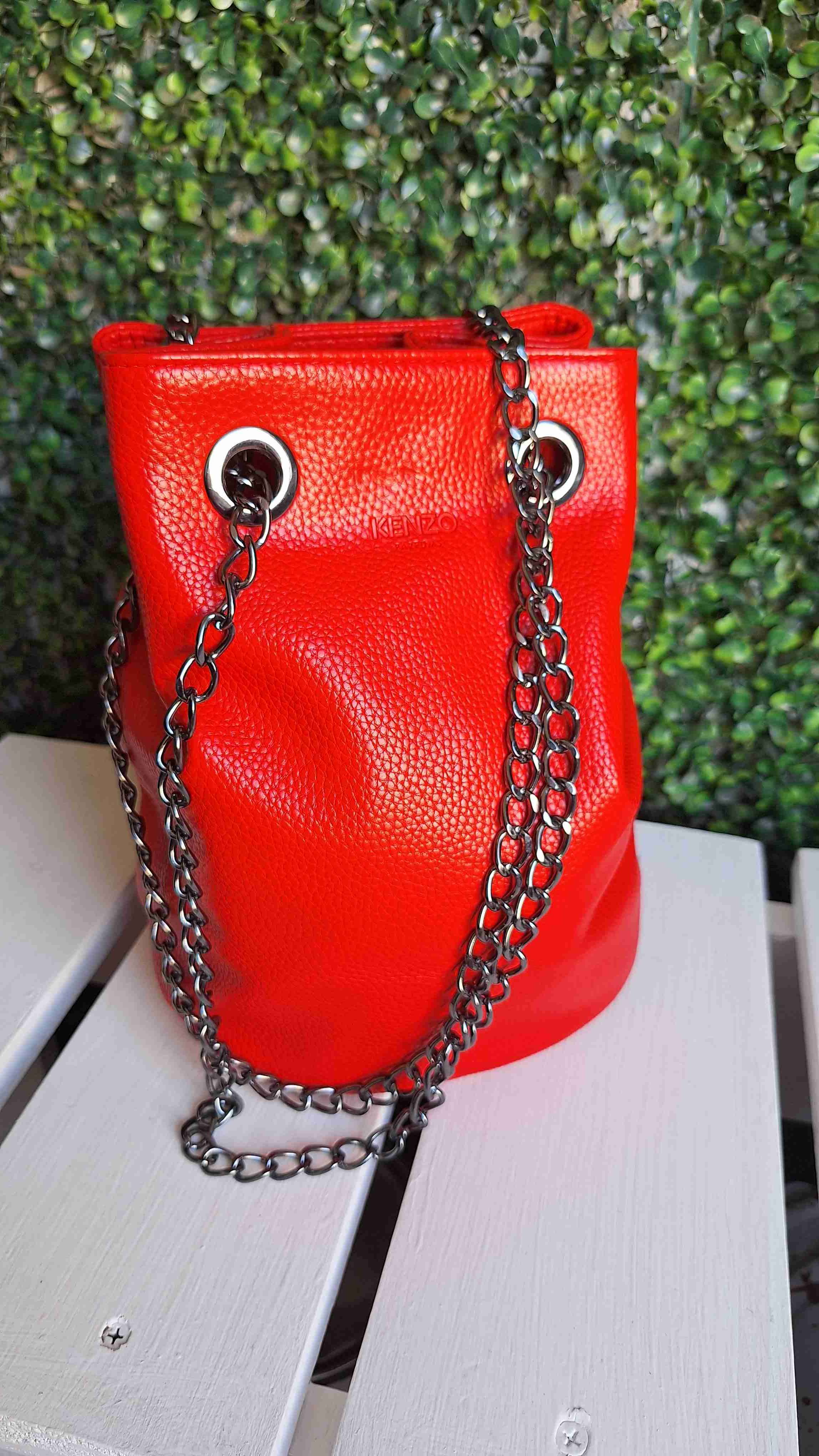 Bolso kenzo rojo de ecocuero con cadena - miniatura 1