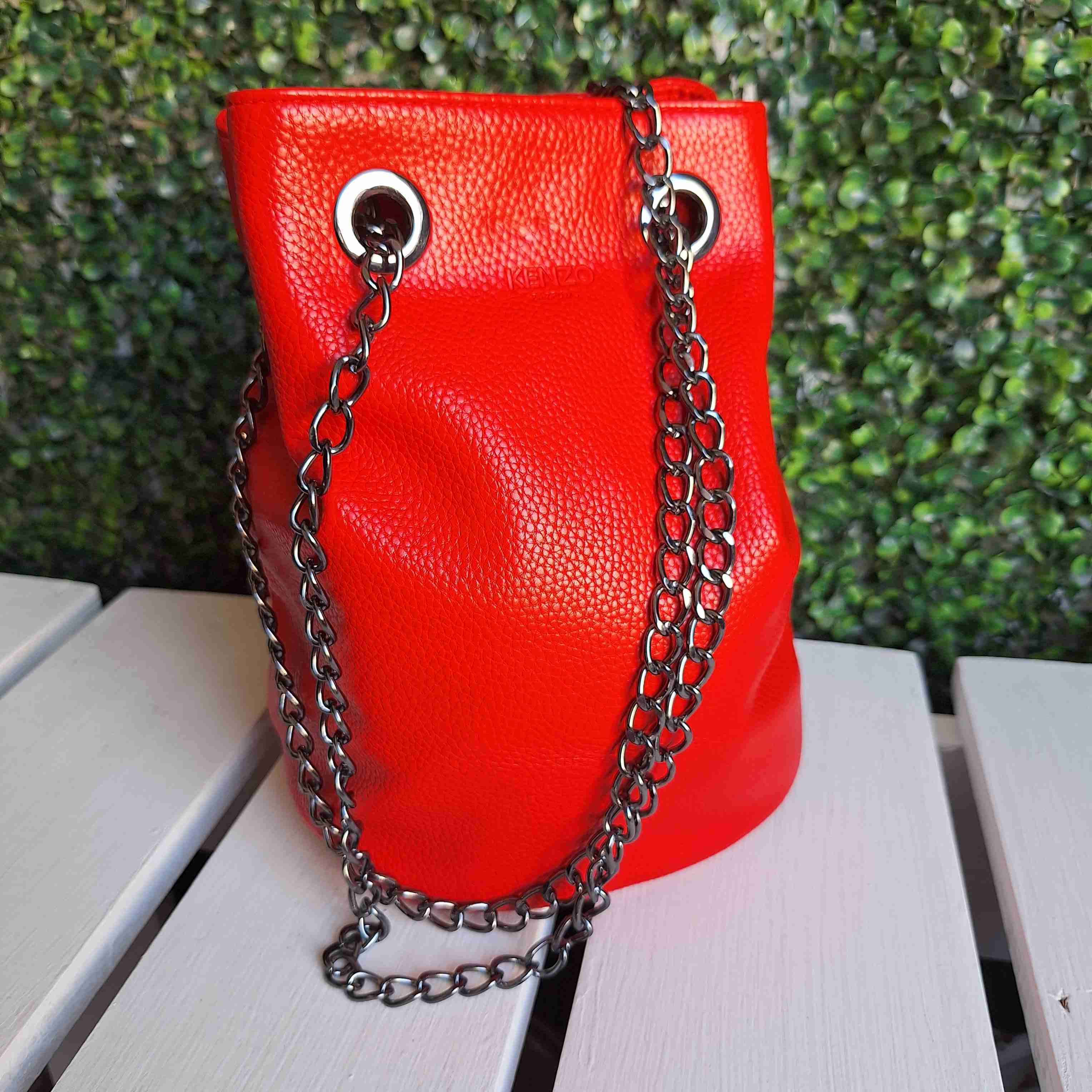 Bolso kenzo rojo de ecocuero con cadena - miniatura 2
