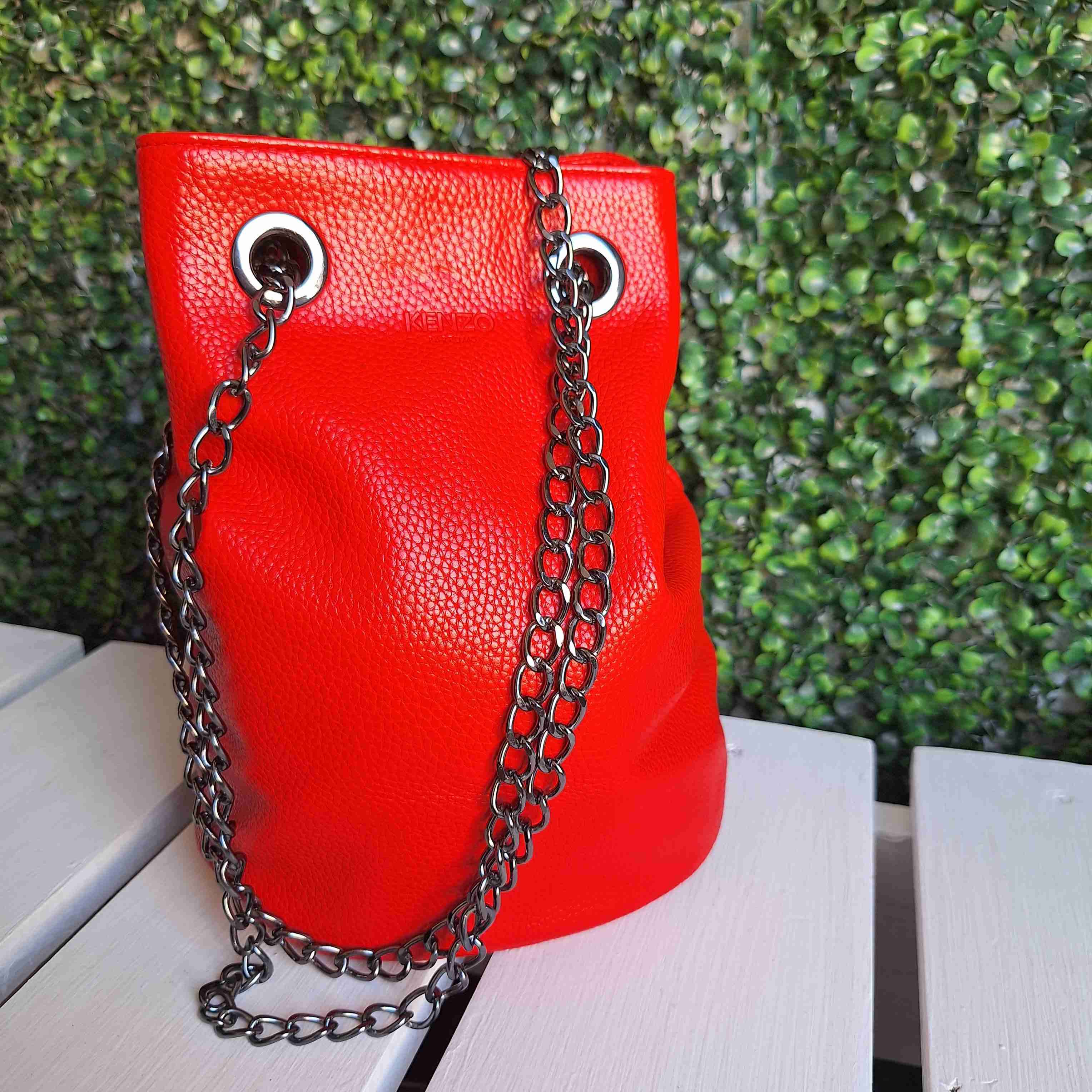 Bolso kenzo rojo de ecocuero con cadena - miniatura 4