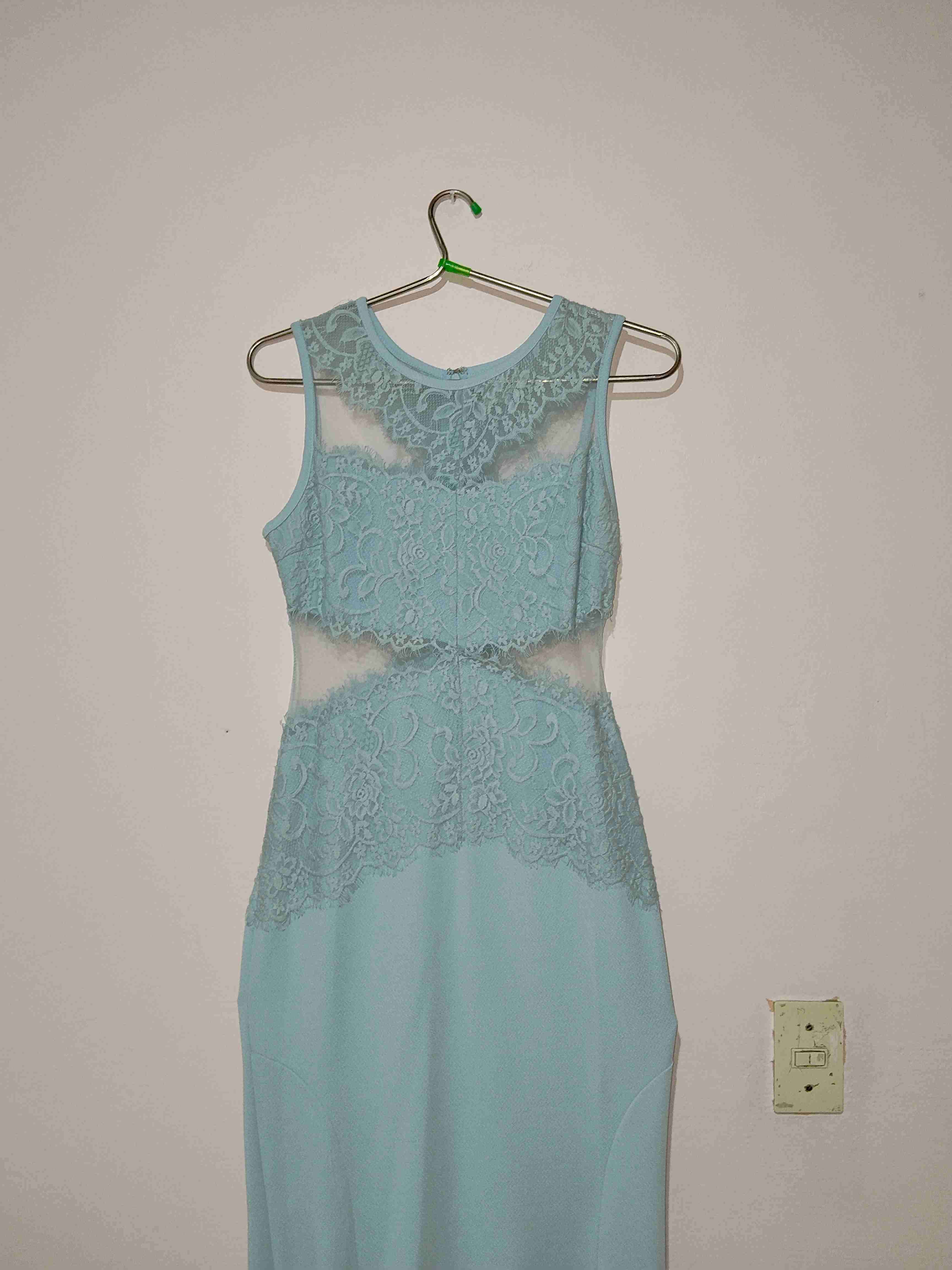 Vestido largo celeste con encaje - miniatura 2