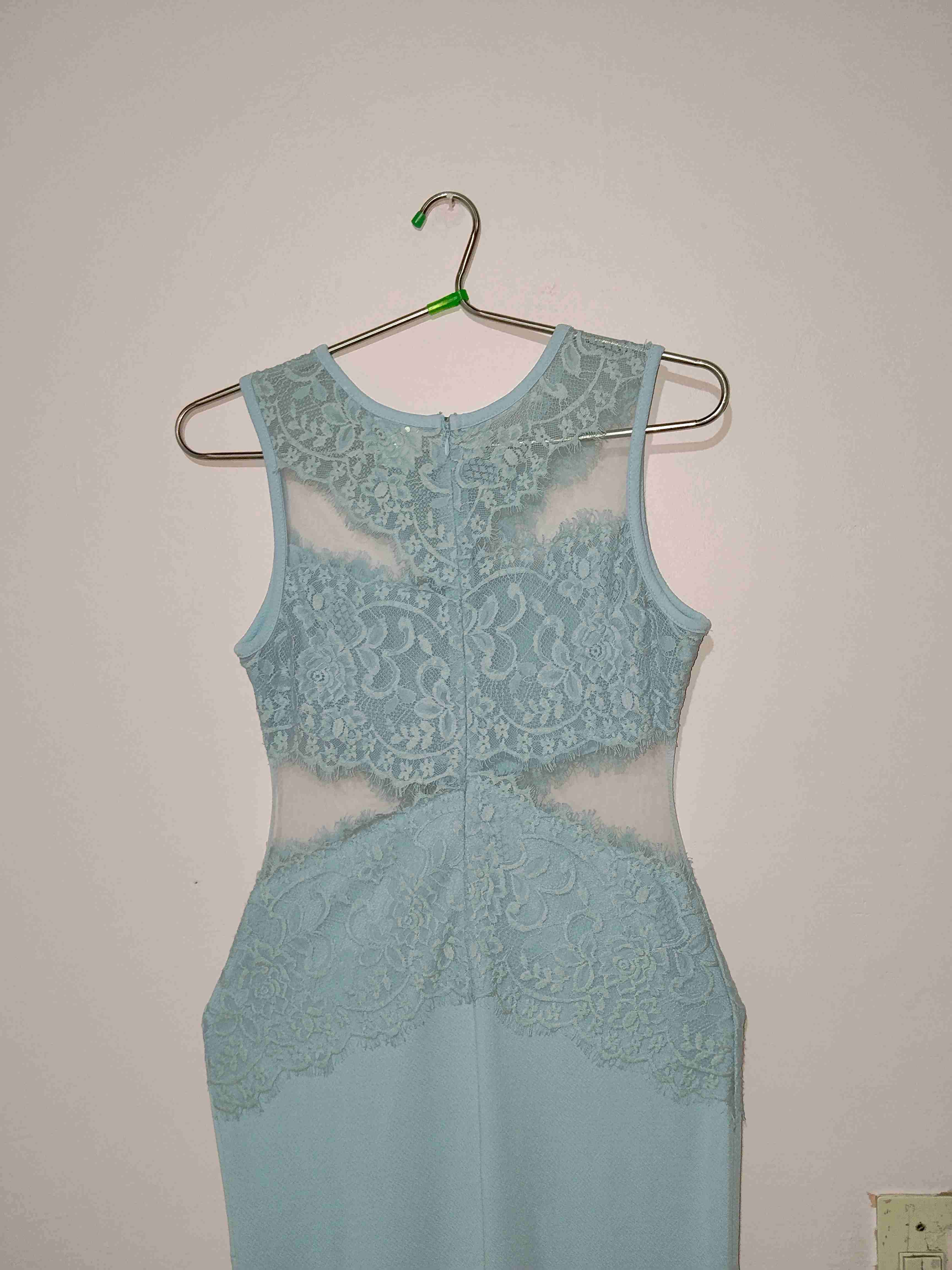Vestido largo celeste con encaje - miniatura 3