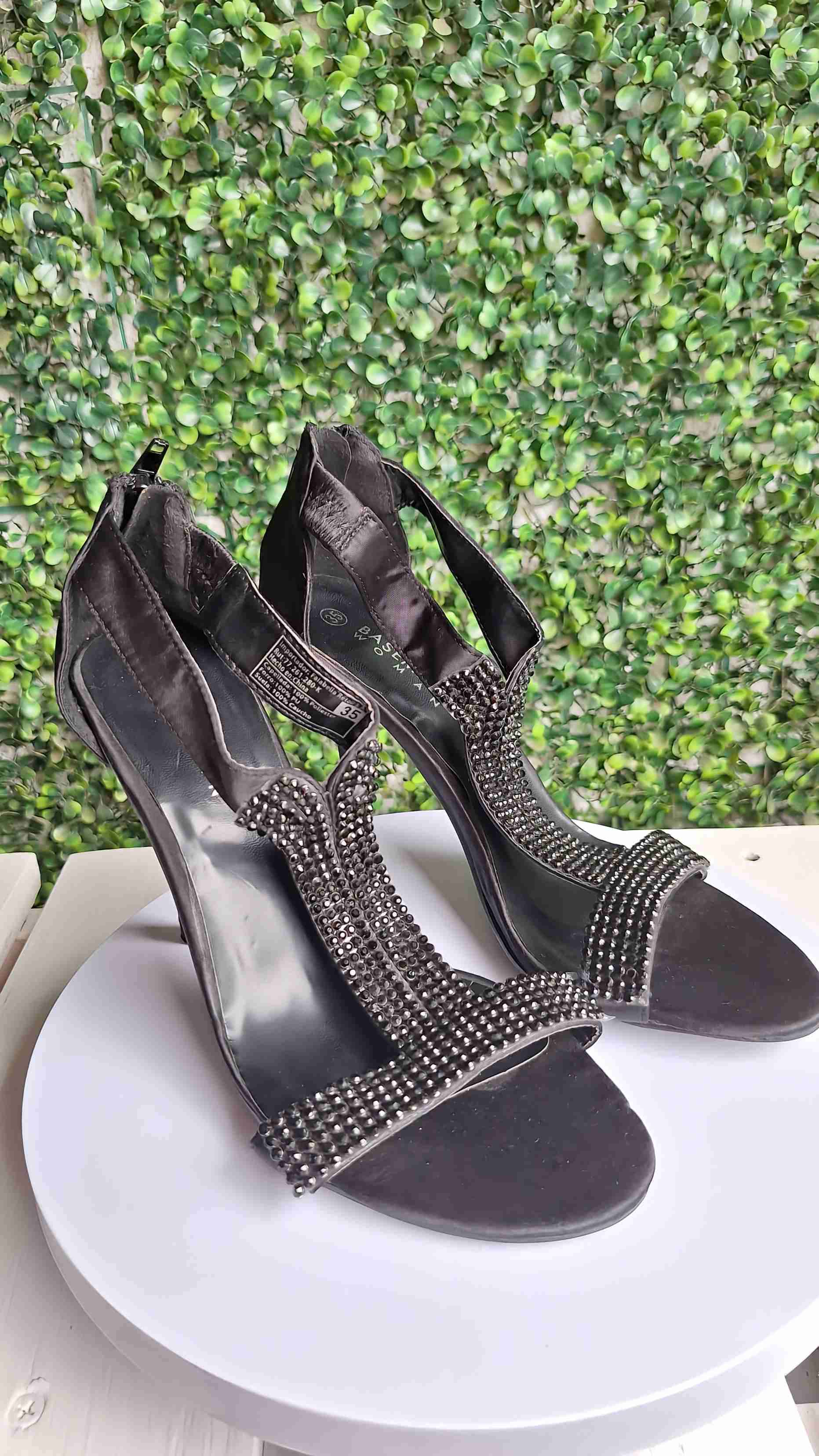 Sandalias Basement negros con brillantes - miniatura 3