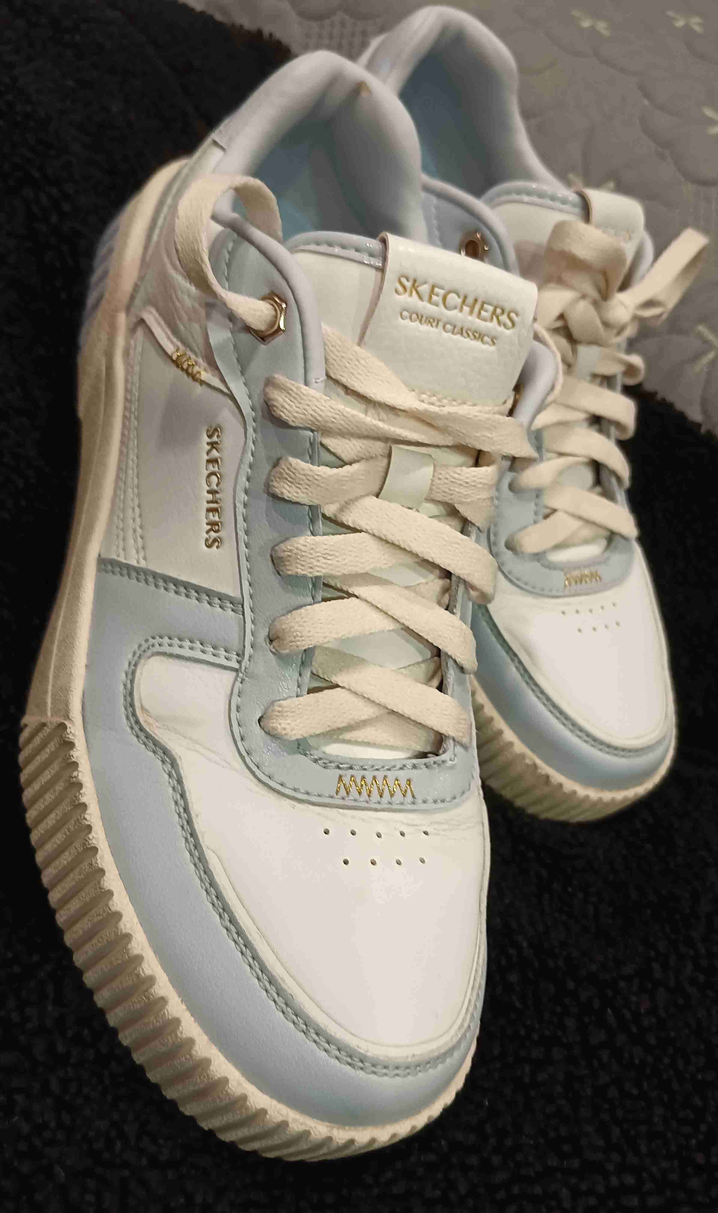 Zapatillas Skechers blancas con celeste - 3