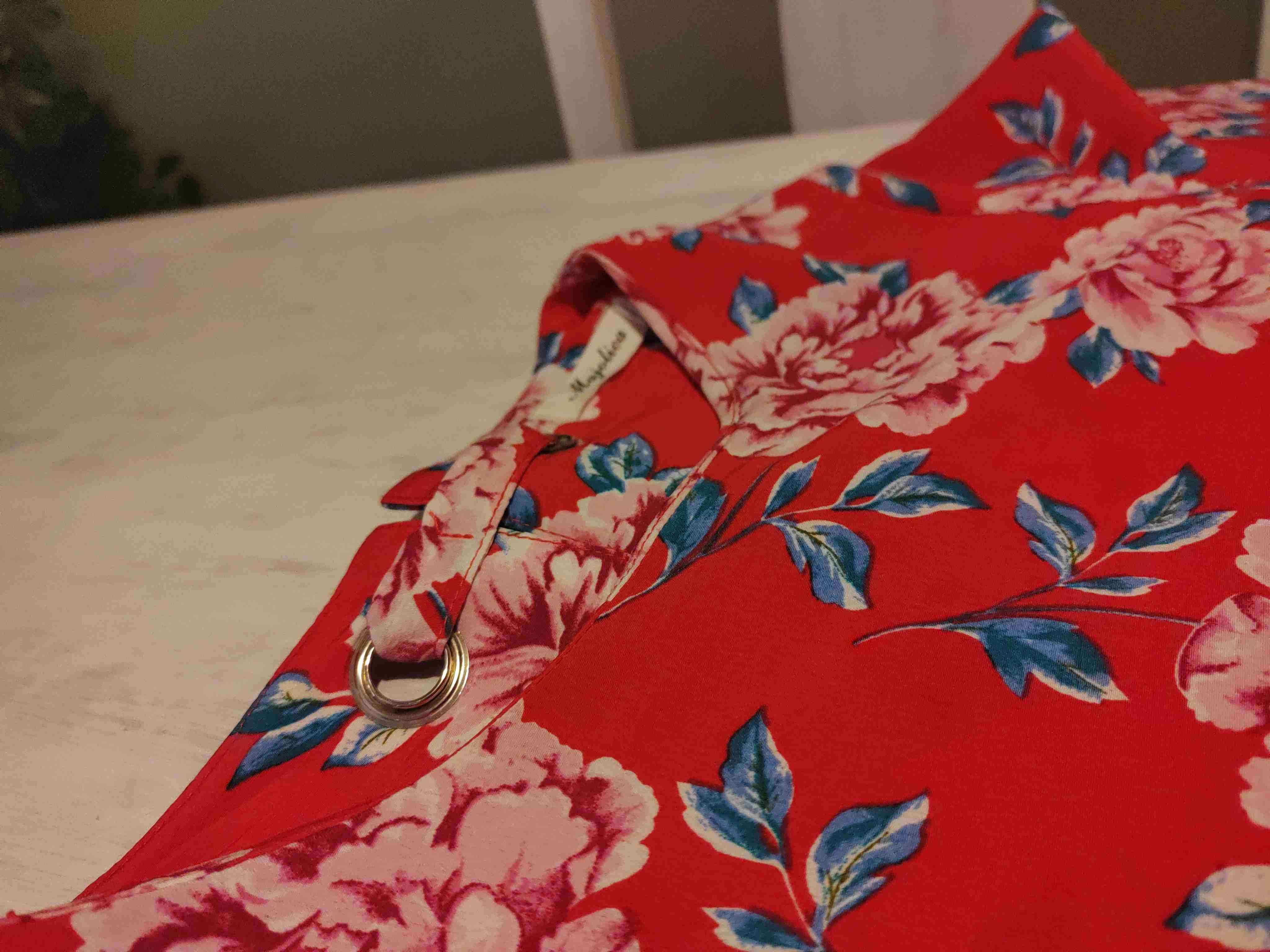 Vestido floral rojo manga acampanada - miniatura 2