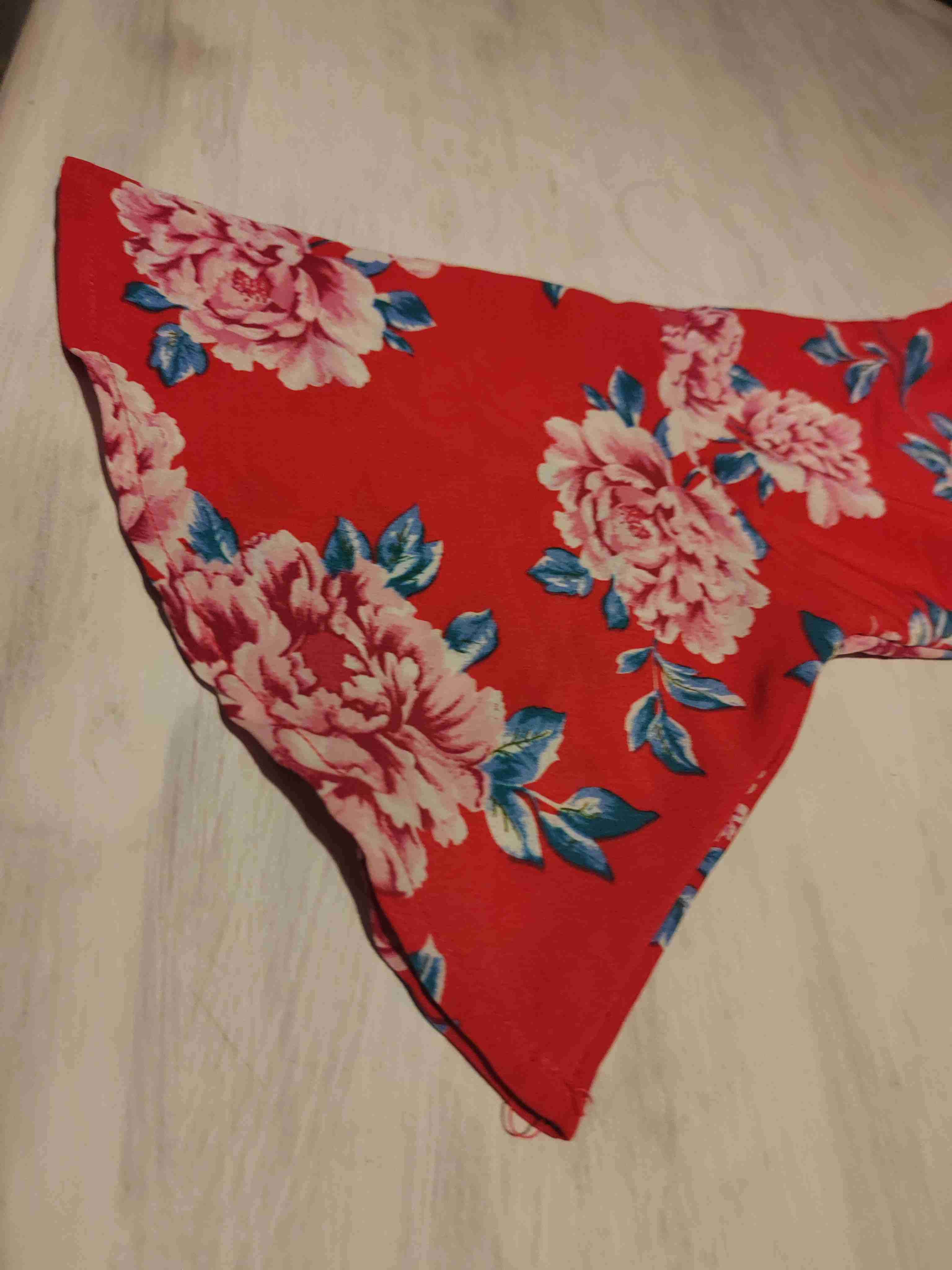 Vestido floral rojo manga acampanada - miniatura 4