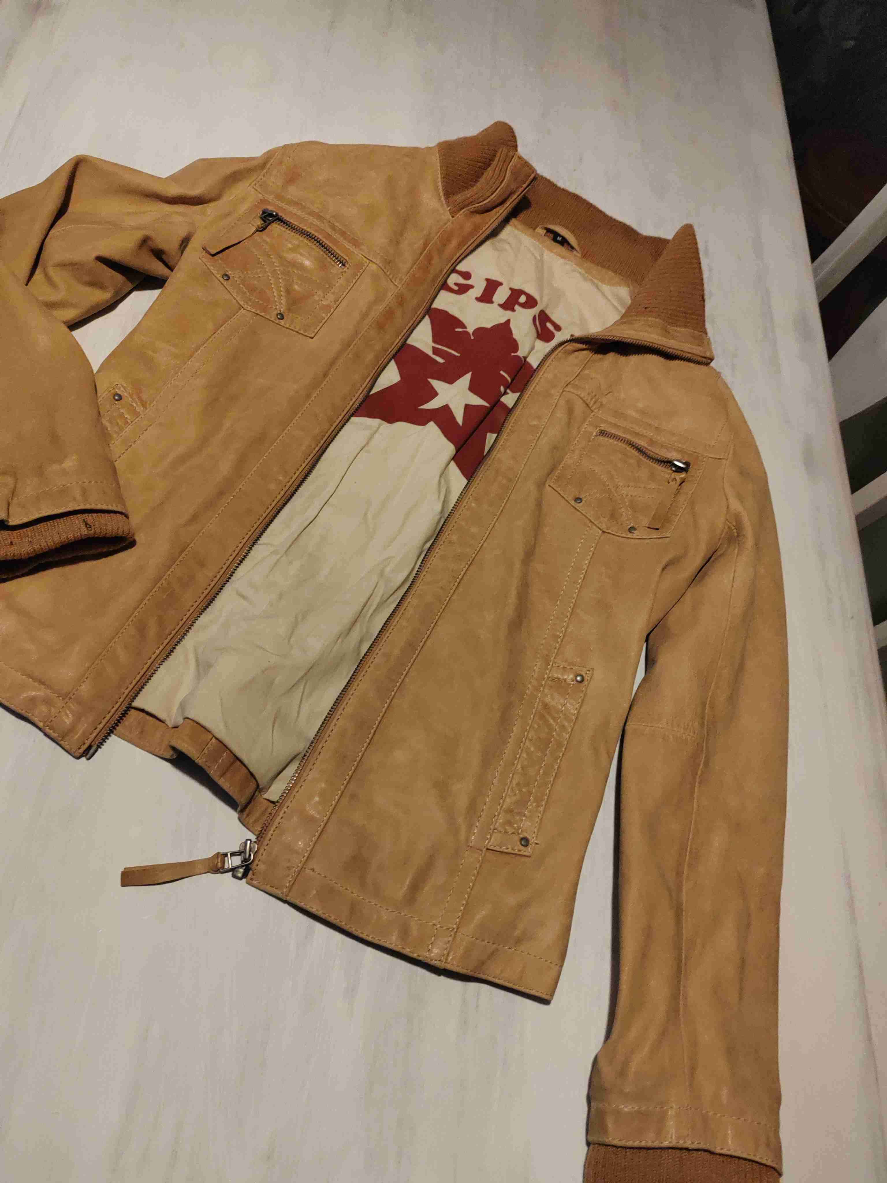 Chaqueta de cuero marrón - miniatura 1