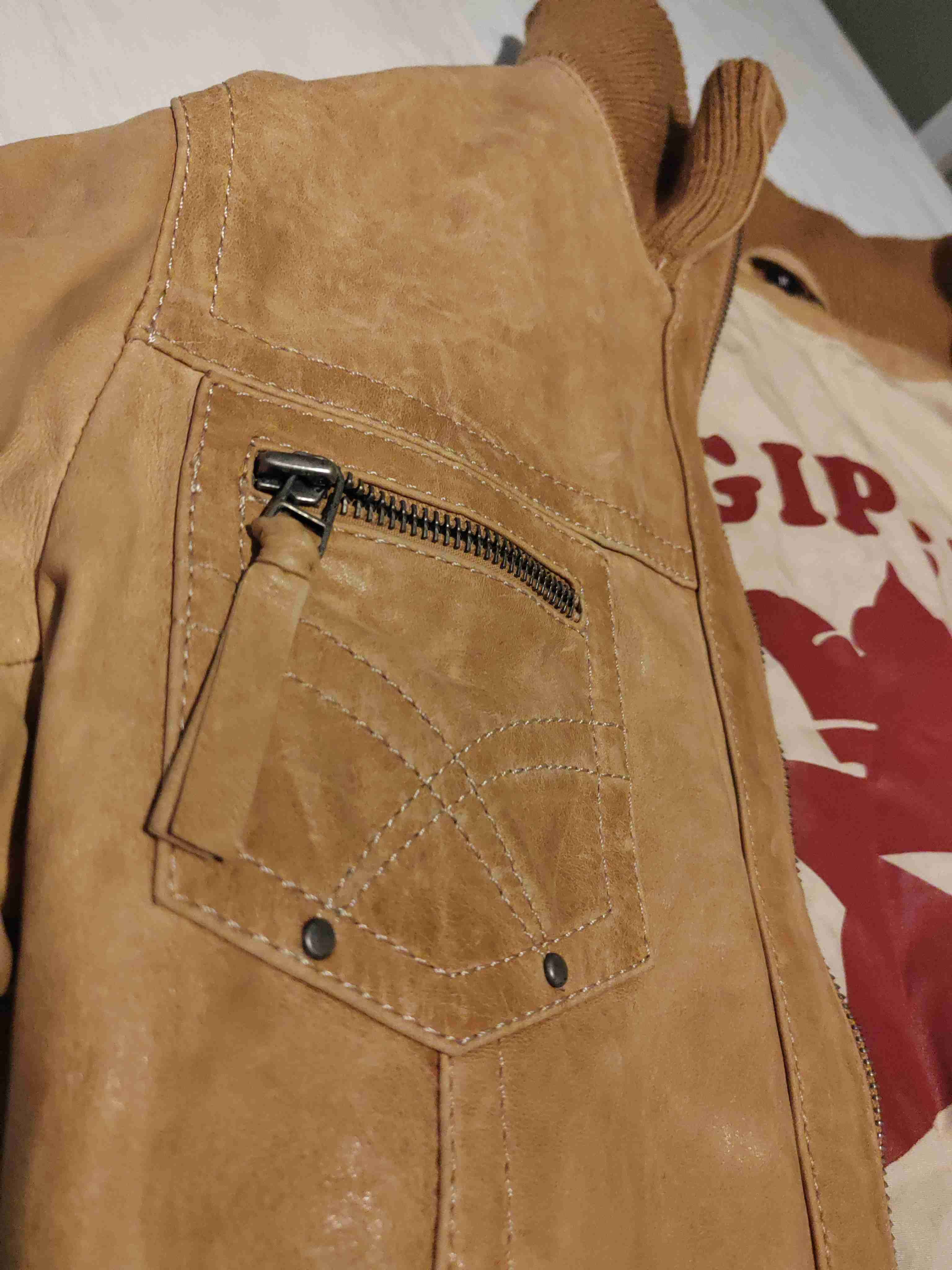 Chaqueta de cuero marrón - miniatura 4