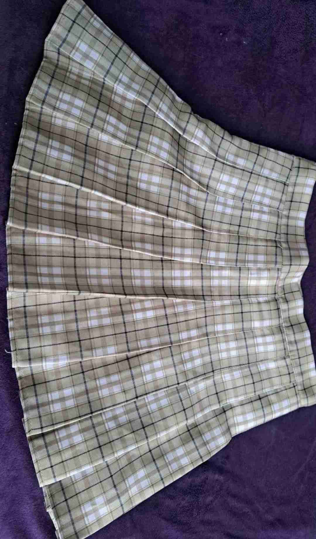 Falda tableada a cuadros beige - miniatura 1