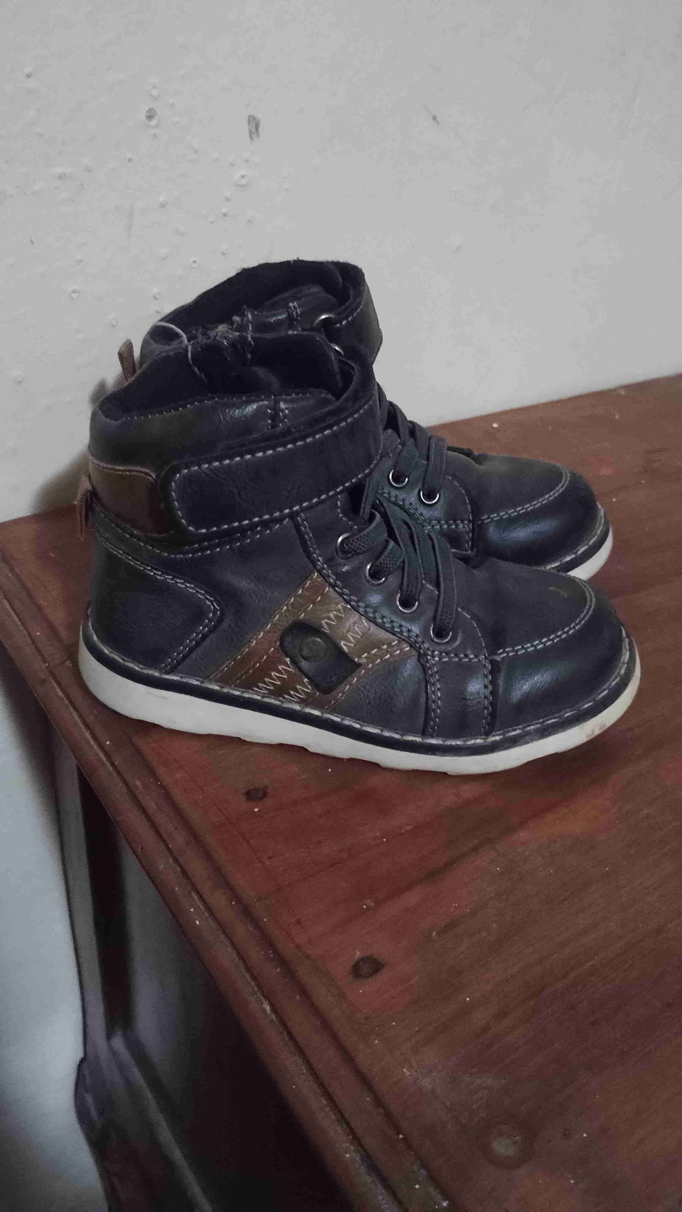 Bototos niño de cuero gris y negro 25 - 1