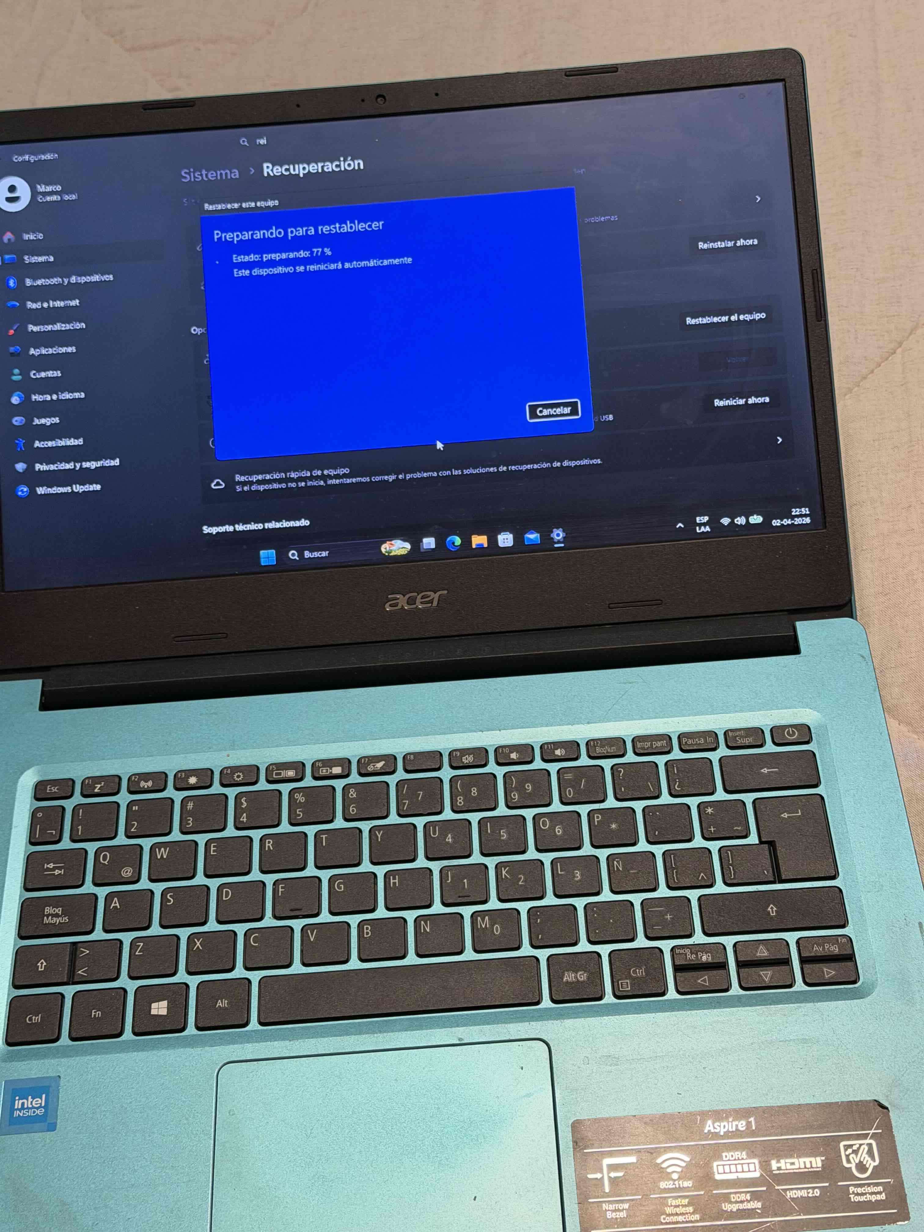 Notebook Acer Aspire 1 Turquesa - 2