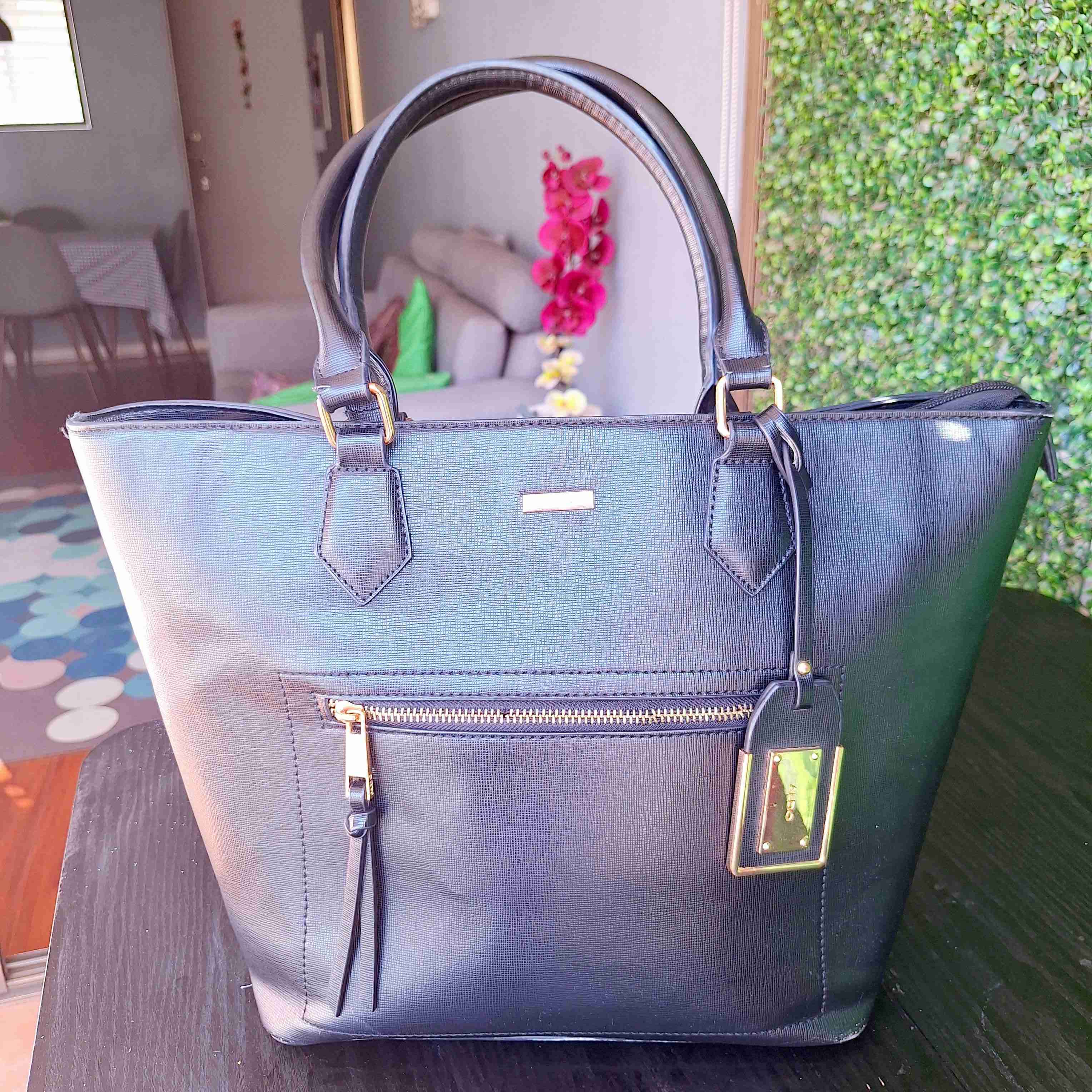 Cartera ALDO negra de cuero con bolsillo frontal - 2