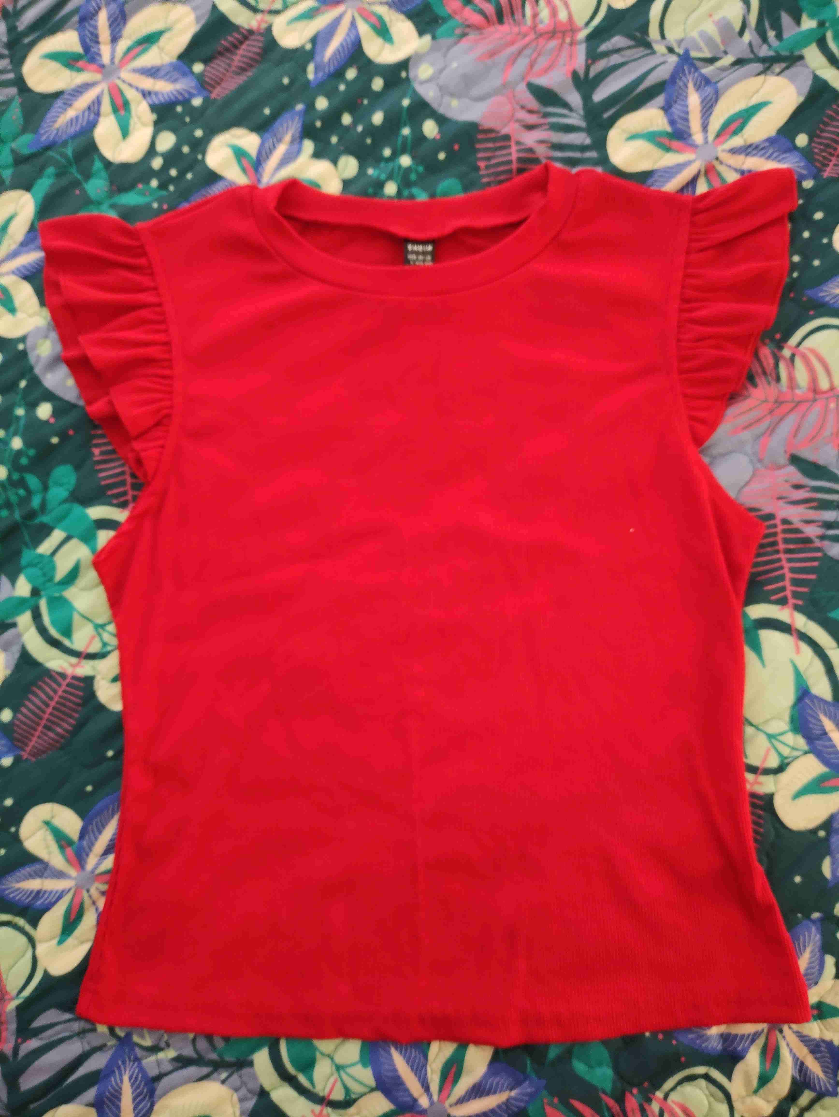 Polera roja y fucsia con vuelos - 1