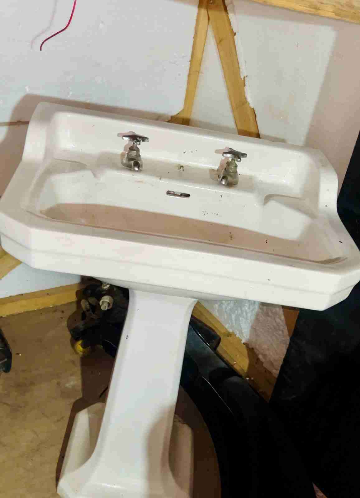 Lavamanos retro blanco con pedestal - miniatura 1