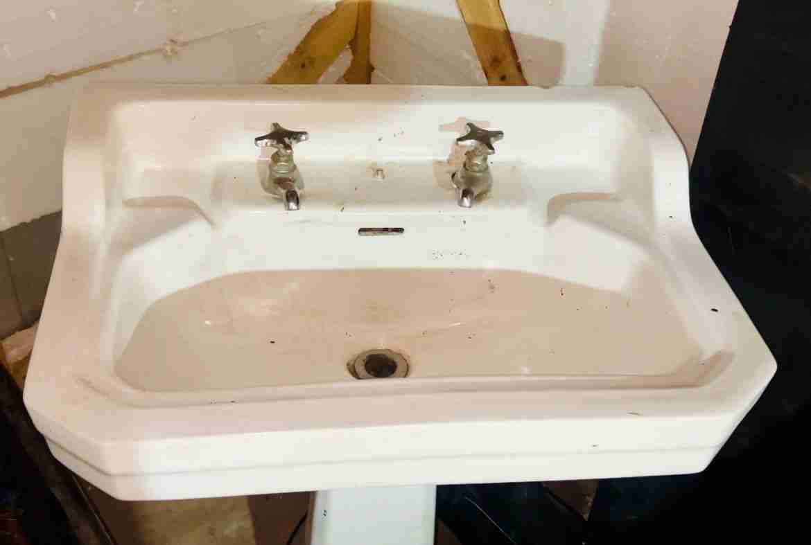 Lavamanos retro blanco con pedestal - miniatura 2