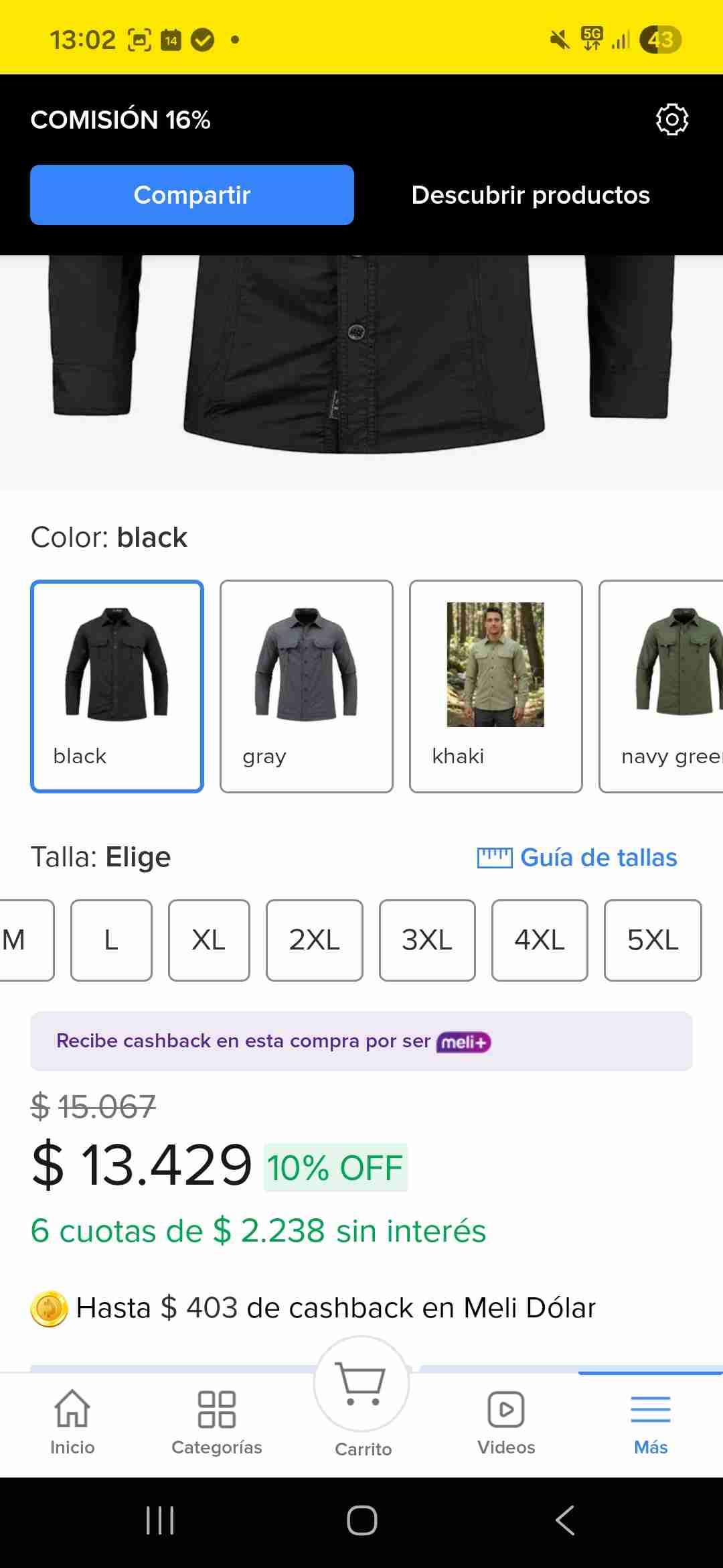 Camisa Outdoor secado Rápido talla M - 5