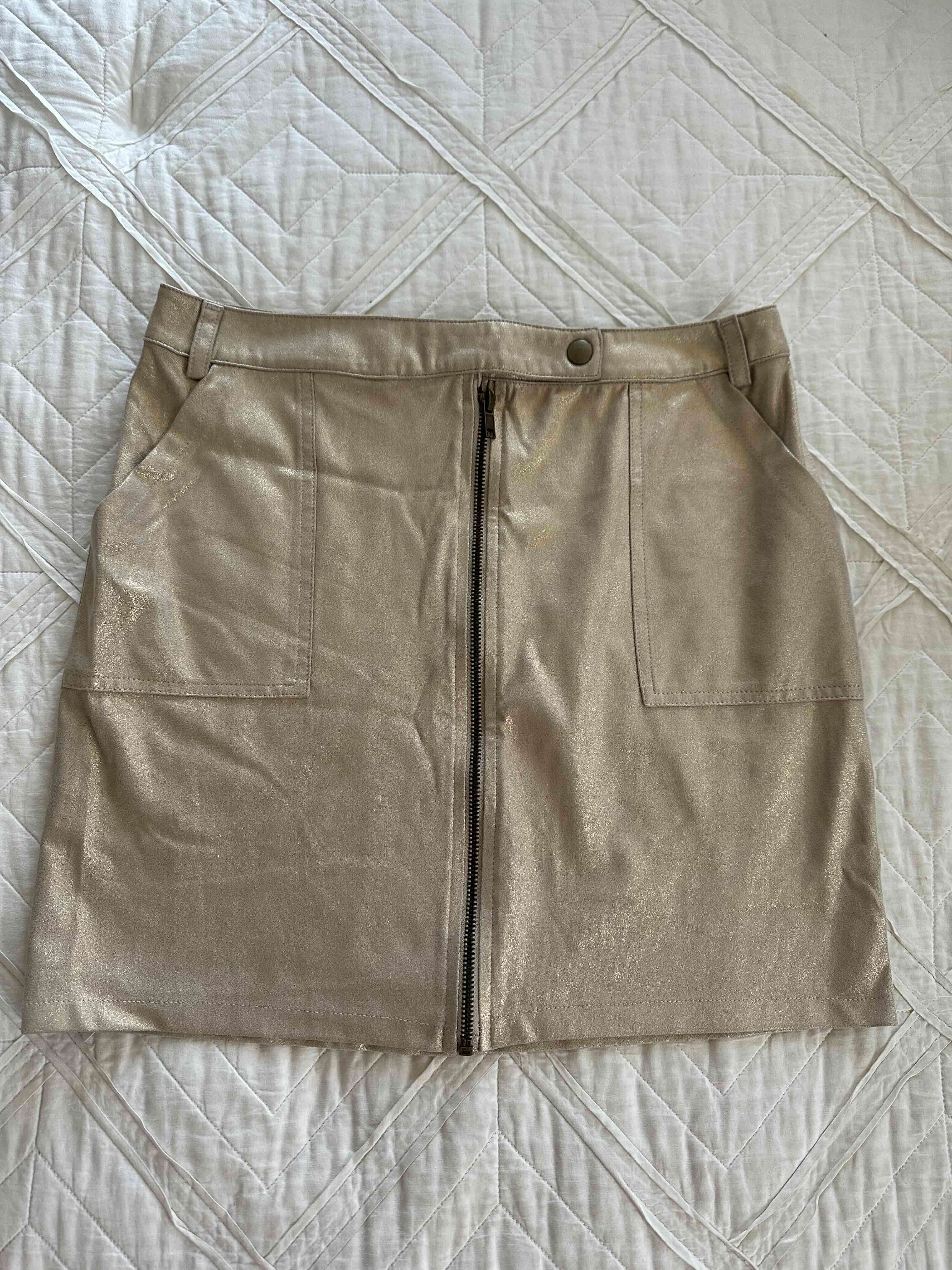 Mini falda dorada con cierre - 1